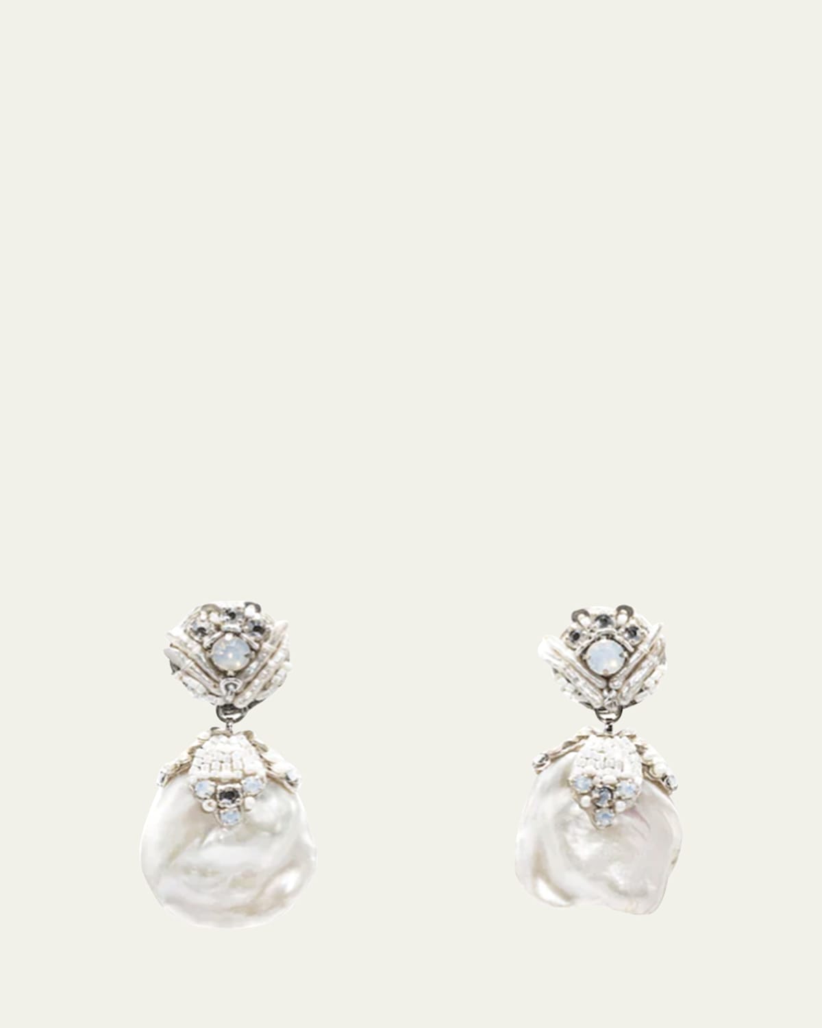 Crystal and Mother-of-Pearl Embellished Baroque Pearl Earrings