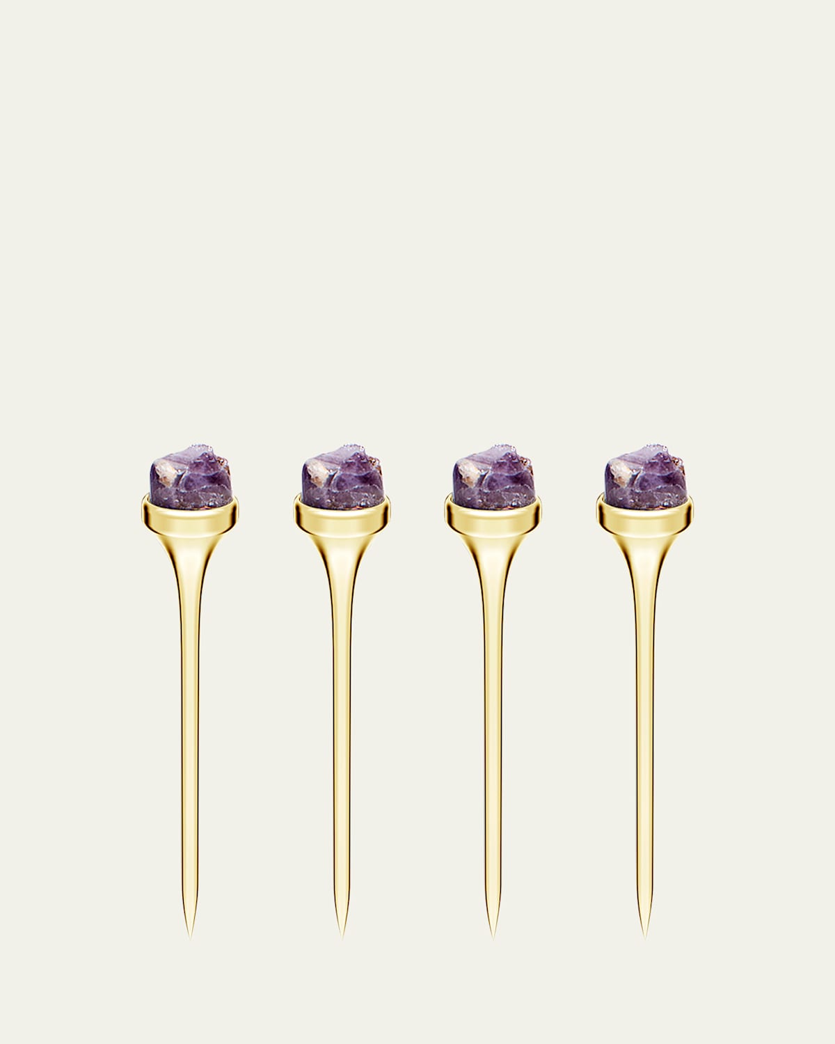 Anna New York Amethyst Hospitality Cocktail Picks In Gld/ Amethyst Druze