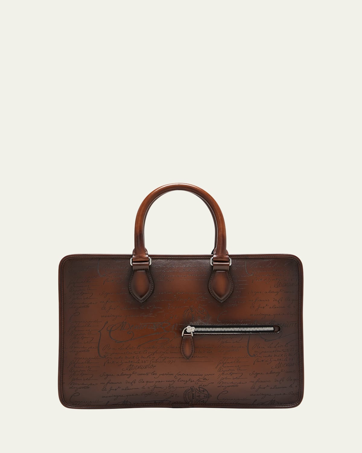 Men's Un Jour Mini Scritto Leather Briefcase