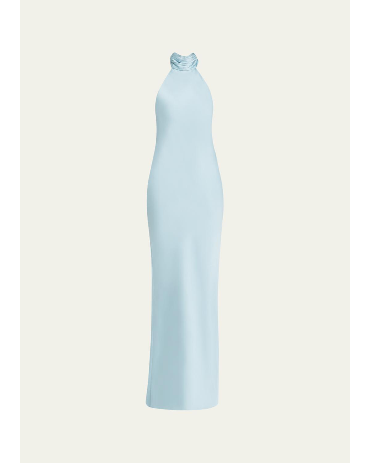 Tatiana Low-Cut Halter Column Gown
