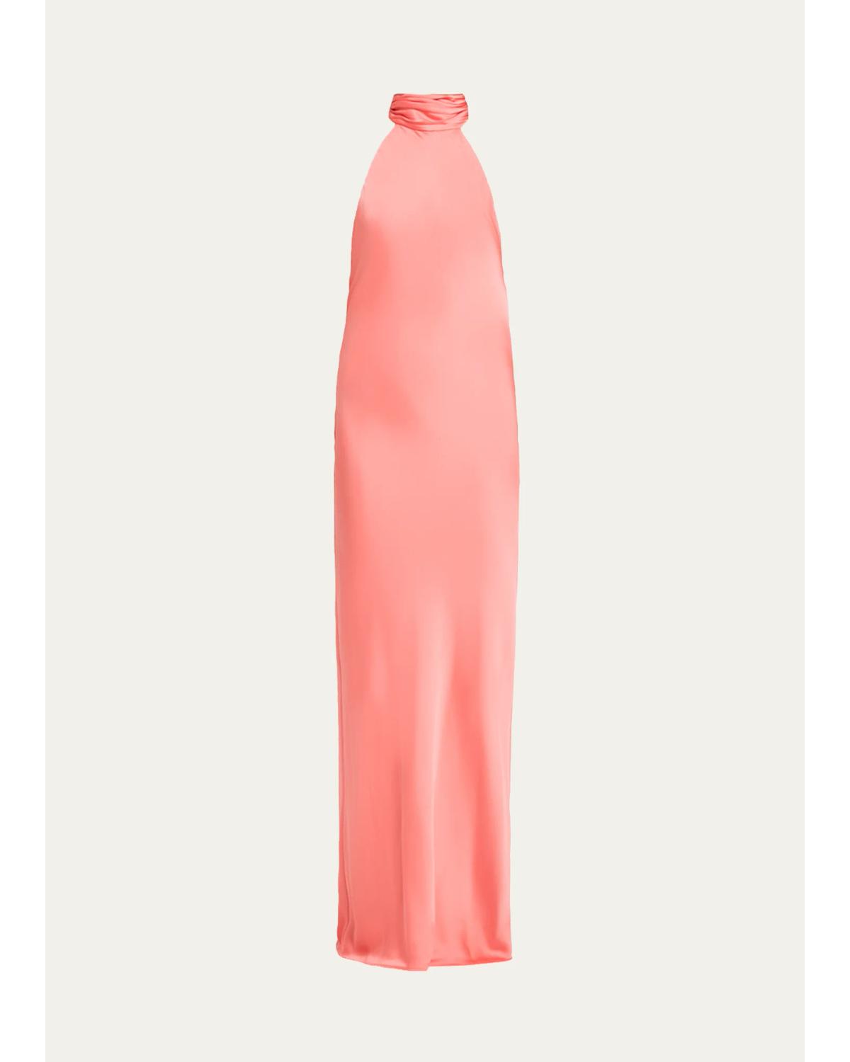 Tatiana Low-Cut Halter Column Gown
