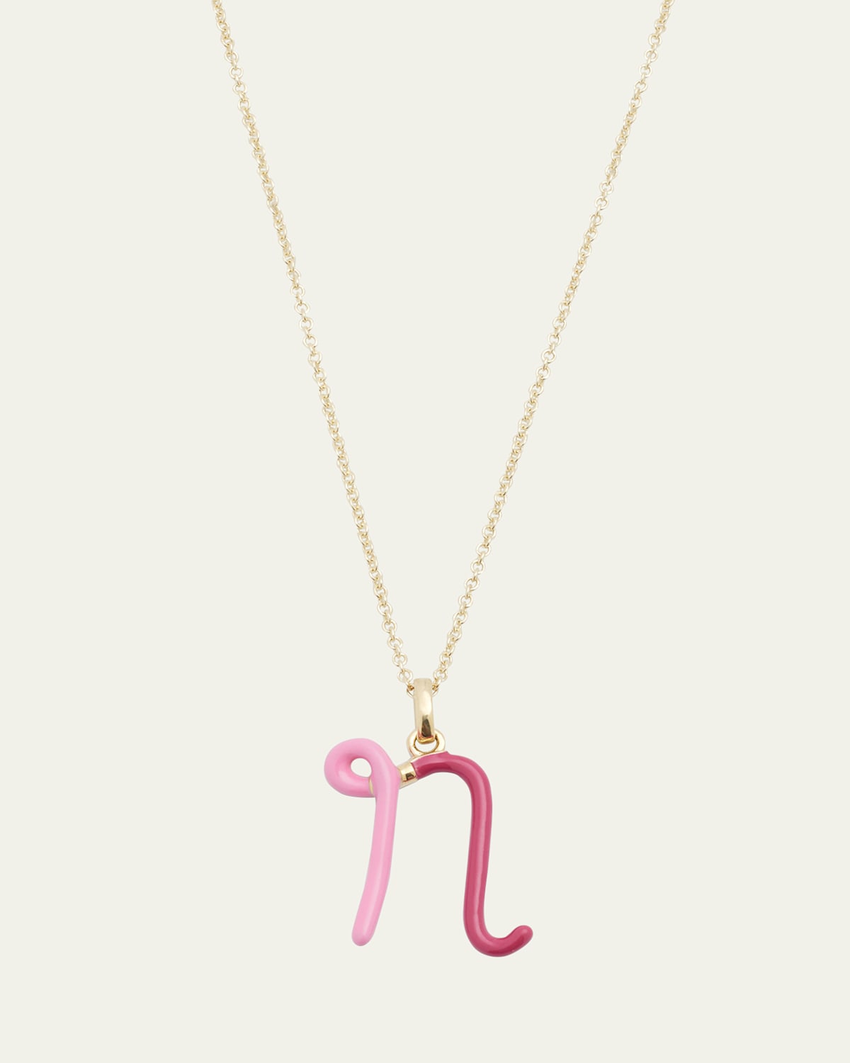 Letter N Pendant Necklace with Duo Colour Enamel