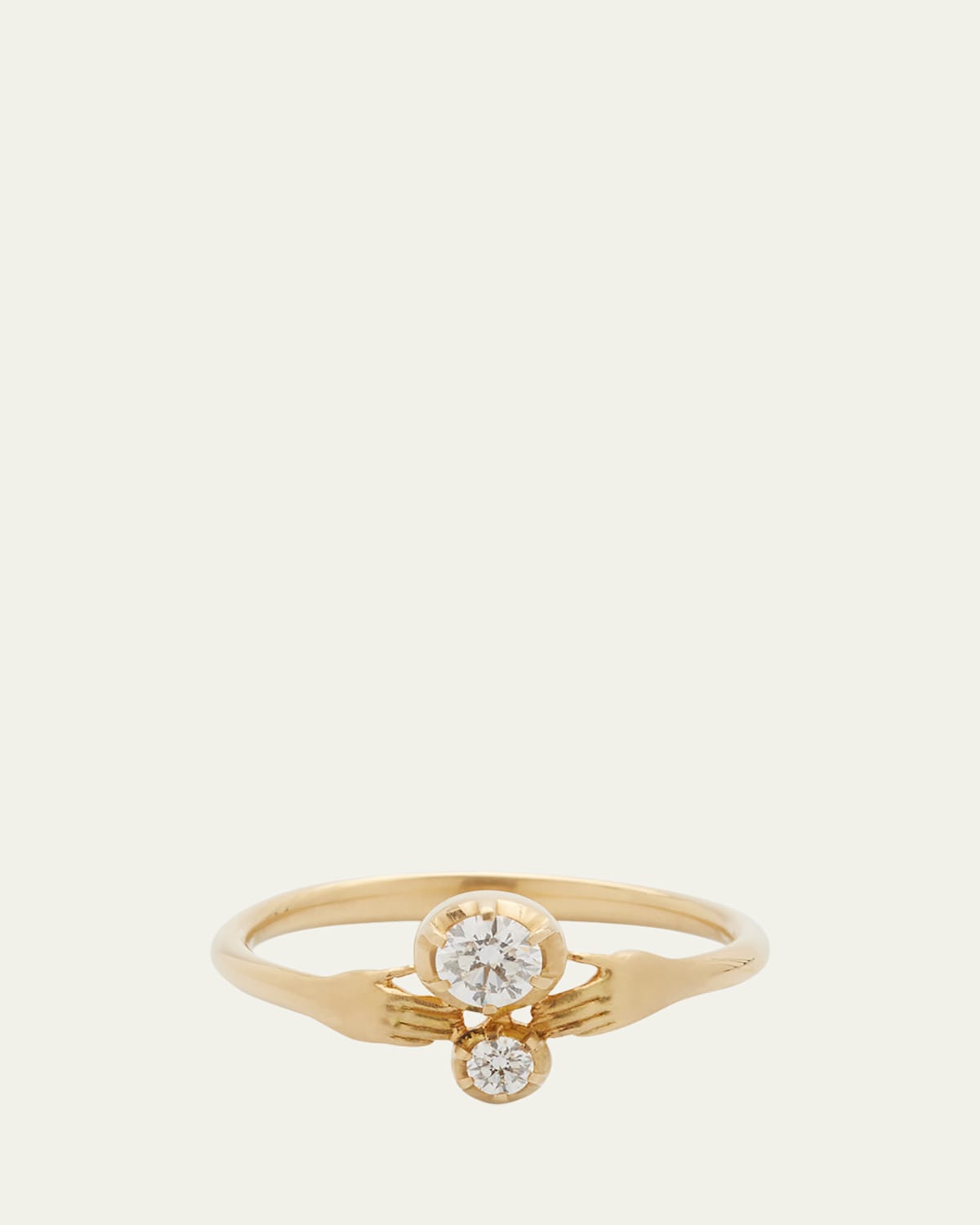 Tiny Hands Ring with Diamonds in 18k Gold