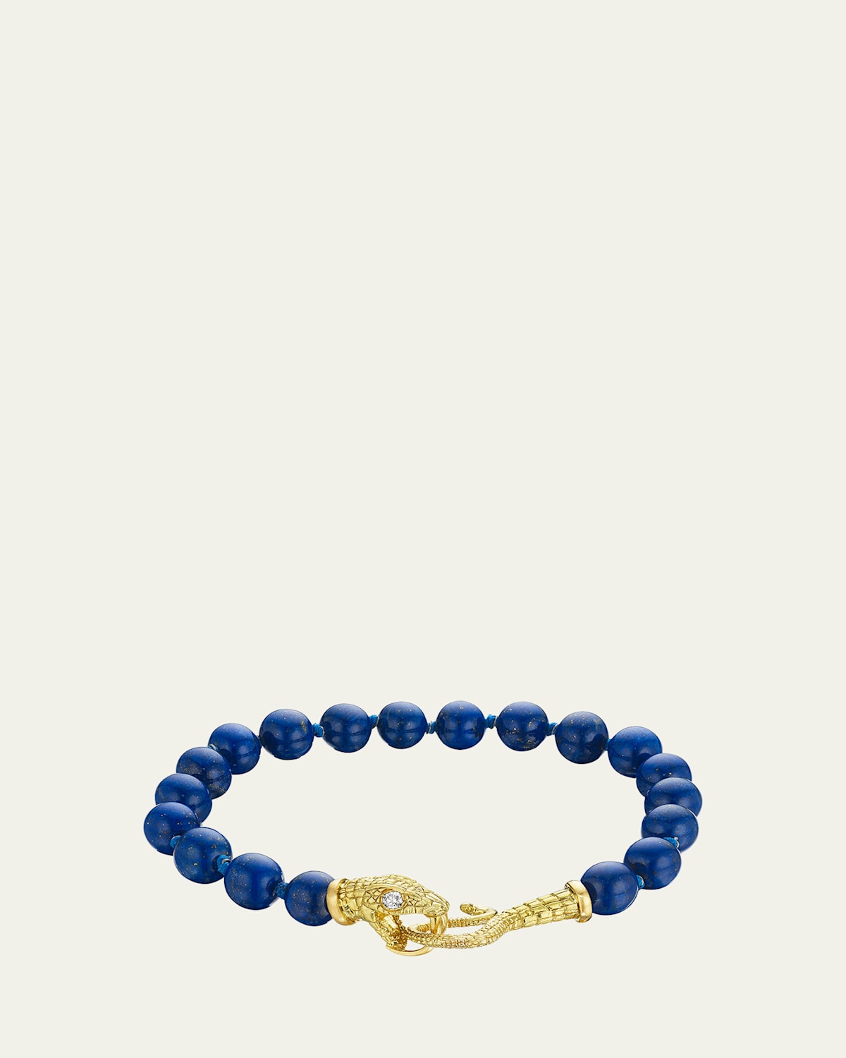Anthony Lent Lapis Bead Serpent Bracelet in 18K Gold