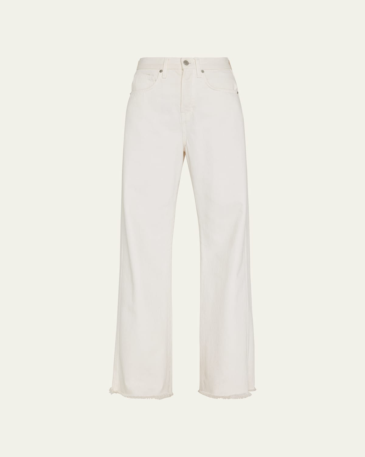 Veronica Beard Jeans Taylor High-rise Wide Frayed Jeans In Ecru