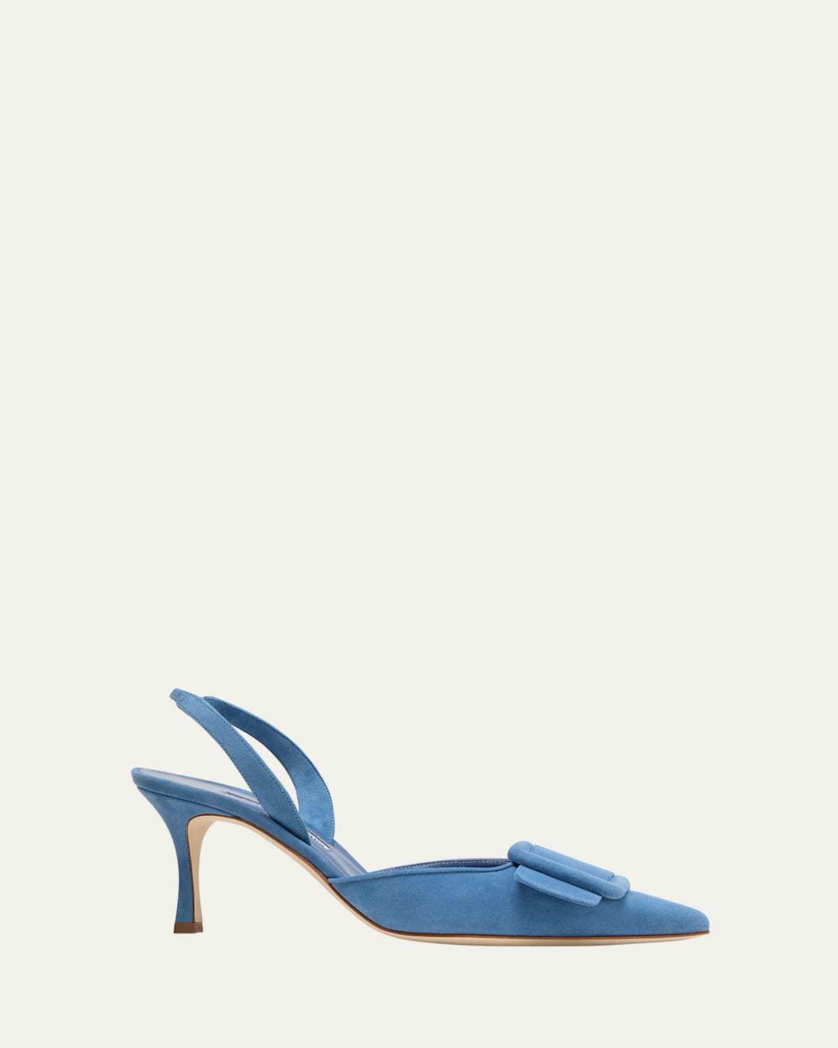 Manolo Blahnik Maysli Suede Buckle Halter Pumps In Navy