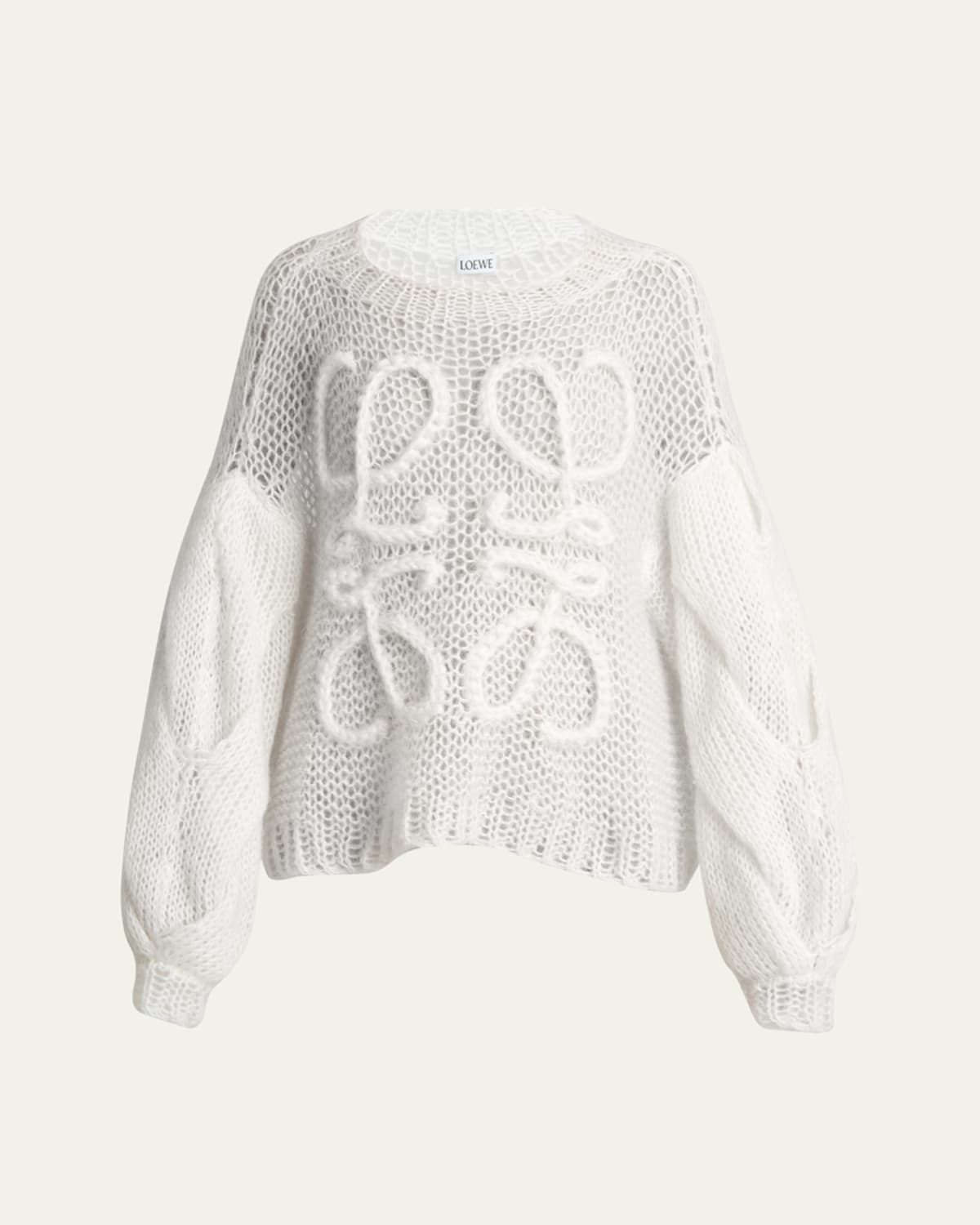 Loewe Womens Soft White Anagram Relaxed-fit Mohair-blend Jumper In Soft White
