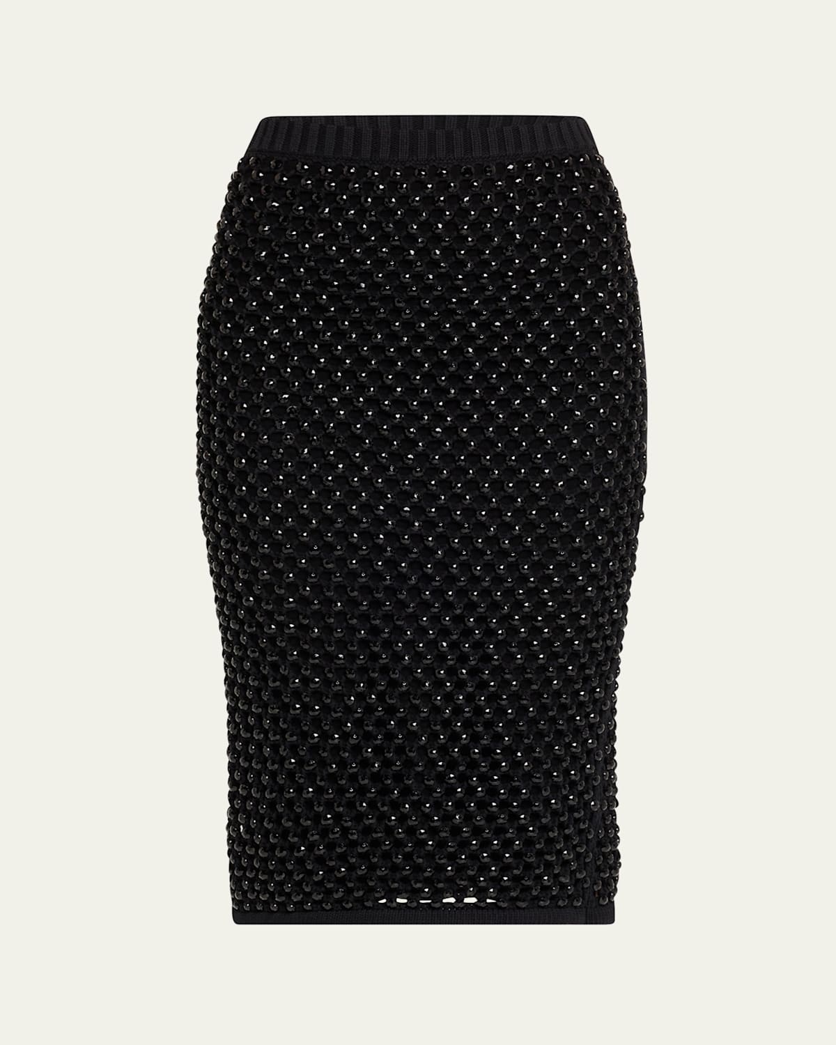 Diotima Spice Crystal-embellished Crocheted Cotton-blend Midi Skirt In Black