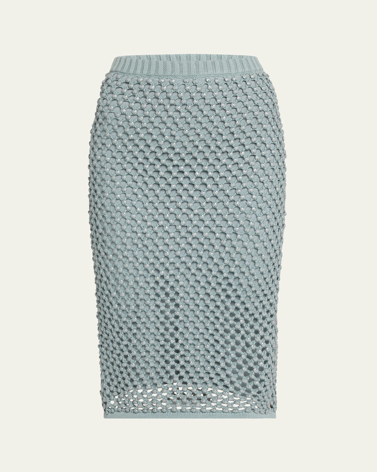 Crystal Open-Knit Midi Skirt