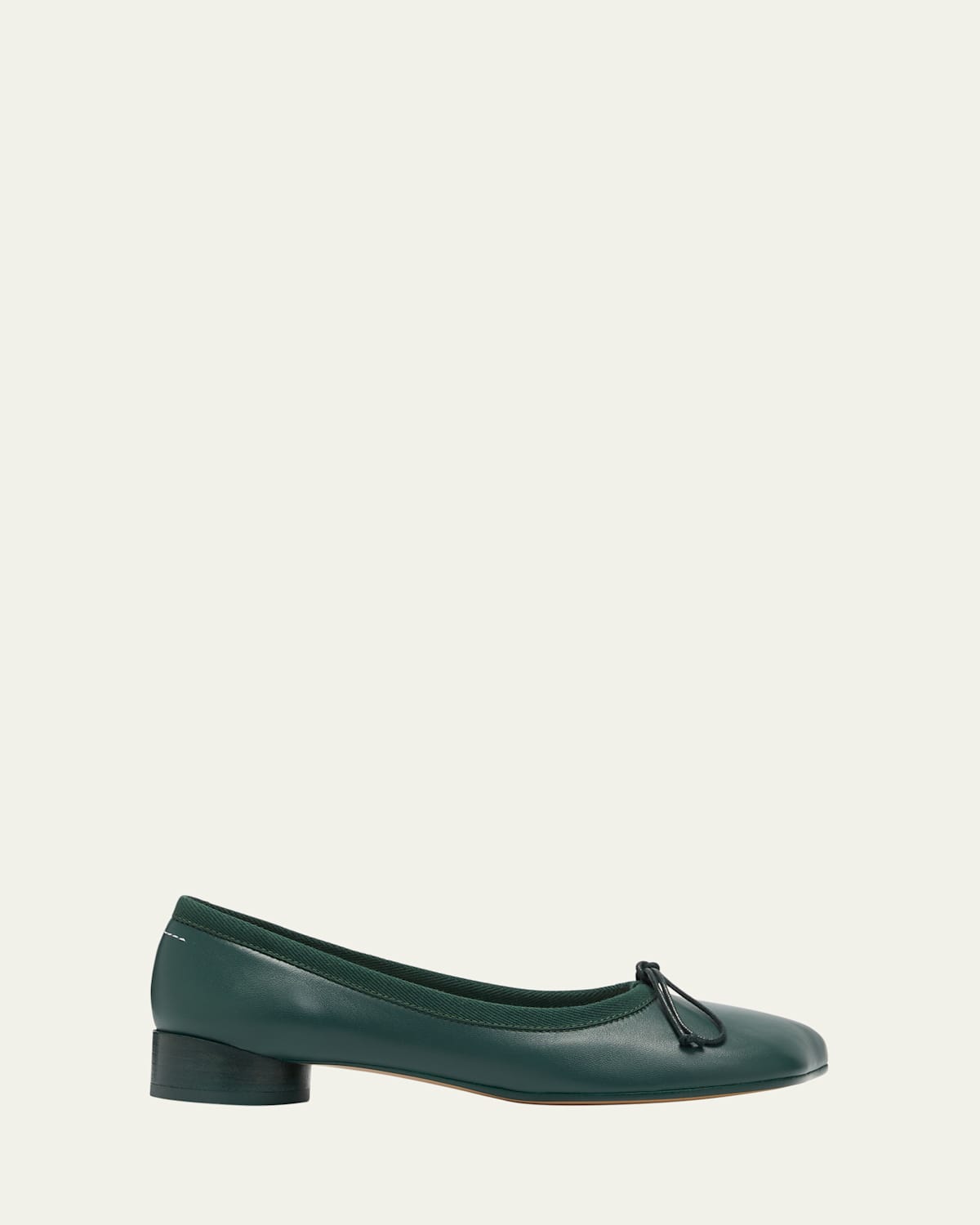 Mm6 Maison Margiela Leather Bow Ballerina Flats In Green