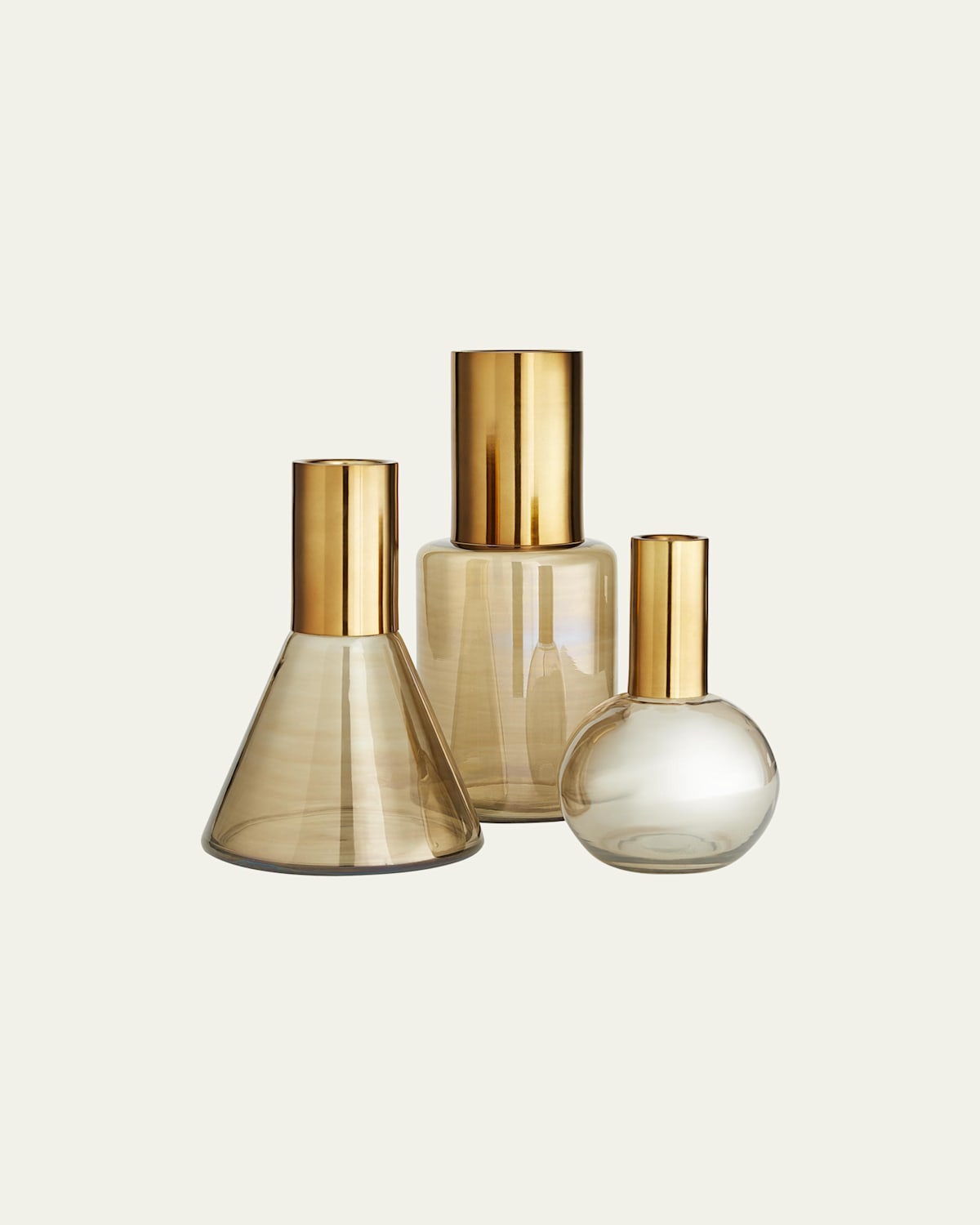 Arteriors Union Vases, Set Of 3 In Smoke Luster