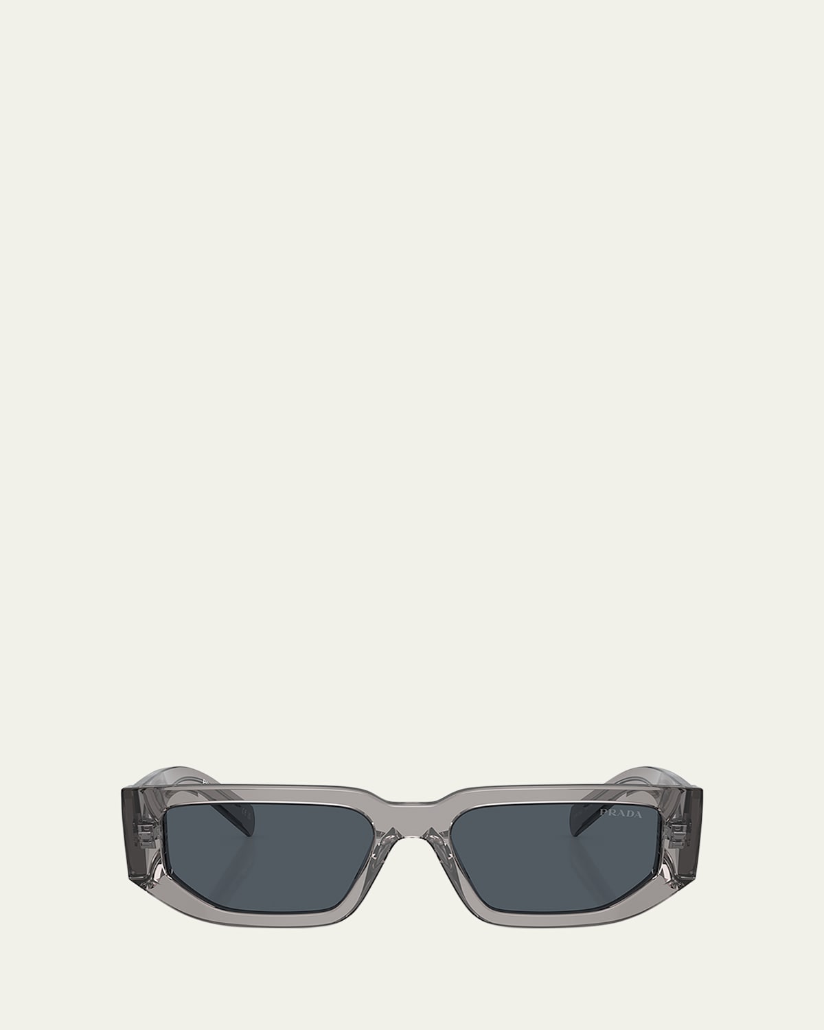 Prada Triangle-logo Rectangle-frame Sunglasses In Grey