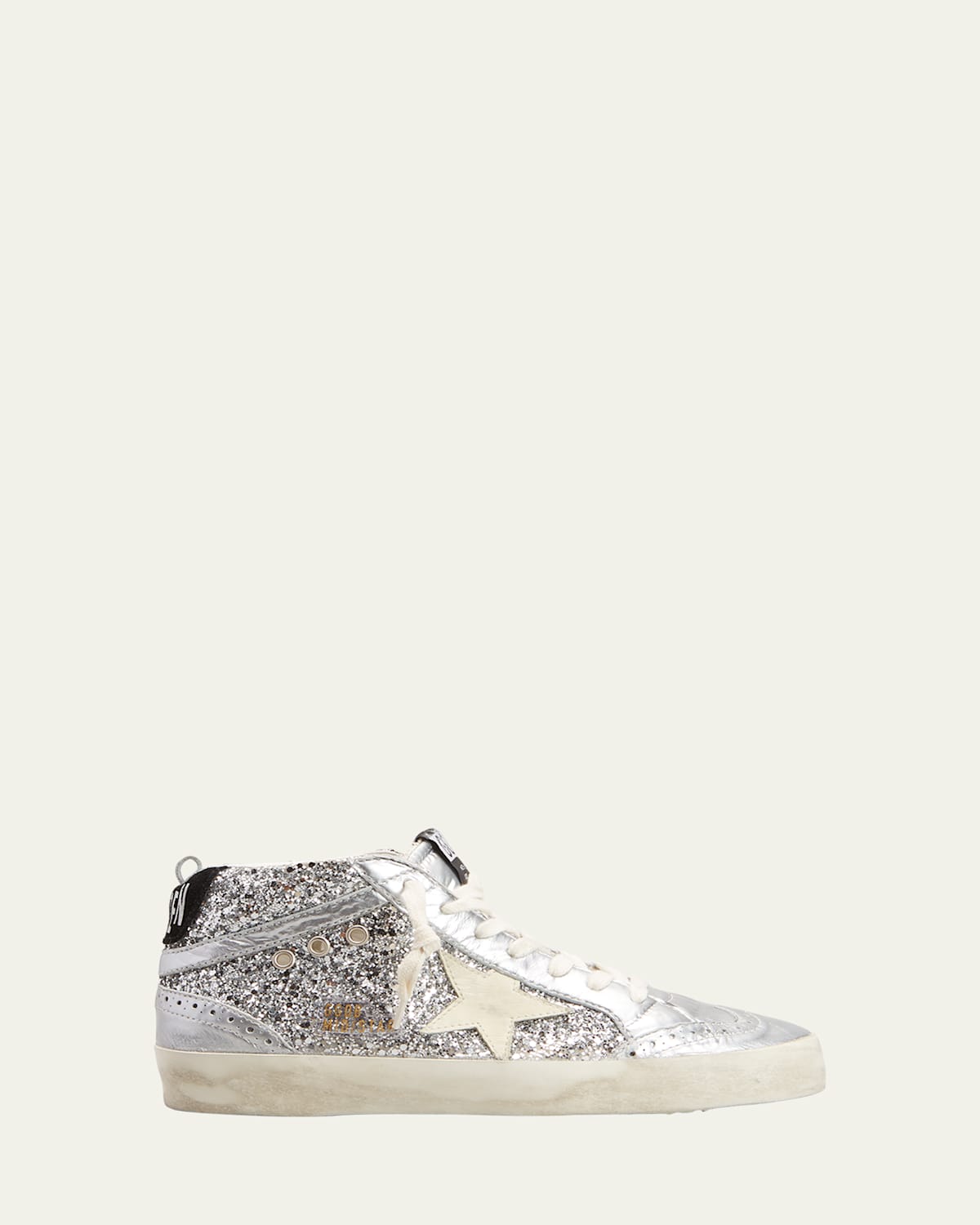 Golden Goose Mid Star Glitter Wing-tip Sneakers