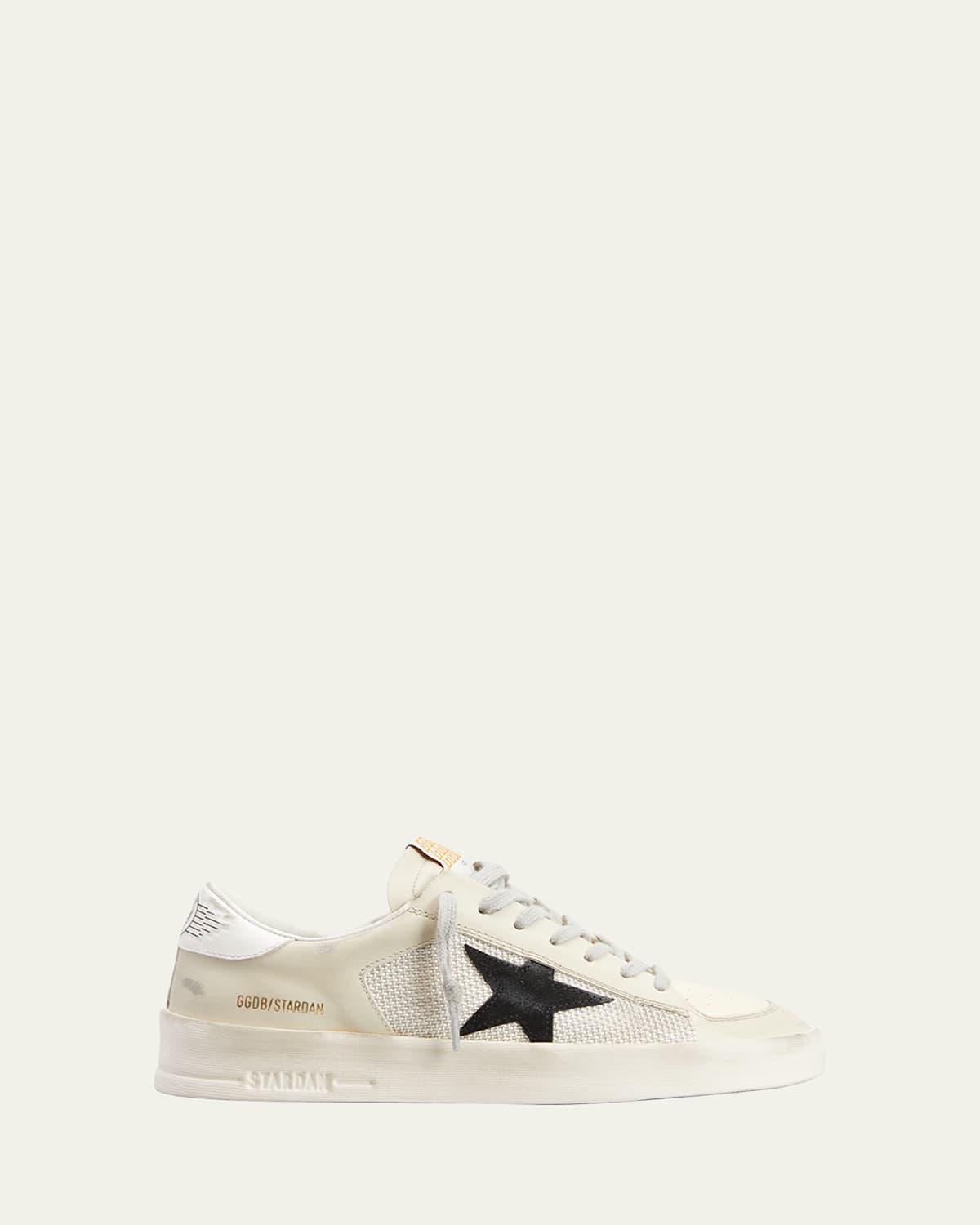 Shop Golden Goose Stardan Leather Net Low-top Sneakers In Sandlight Silverblackwhite