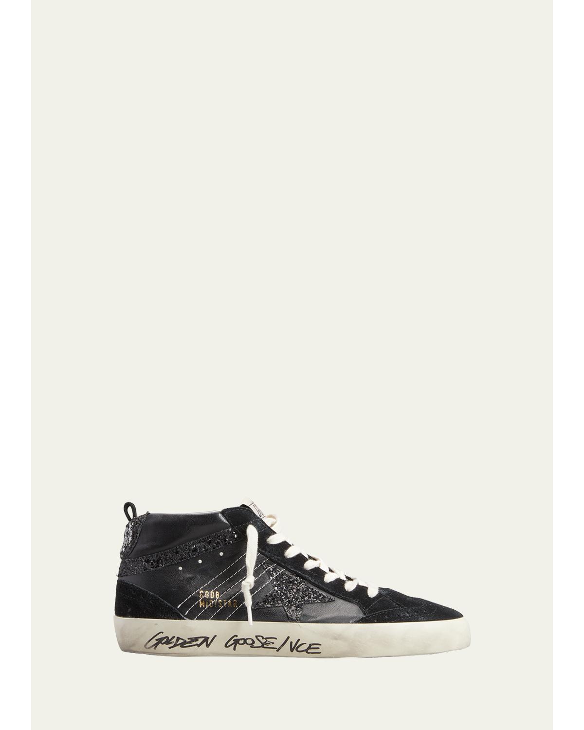 Mid Star Glitter Wing-Tip Sneakers