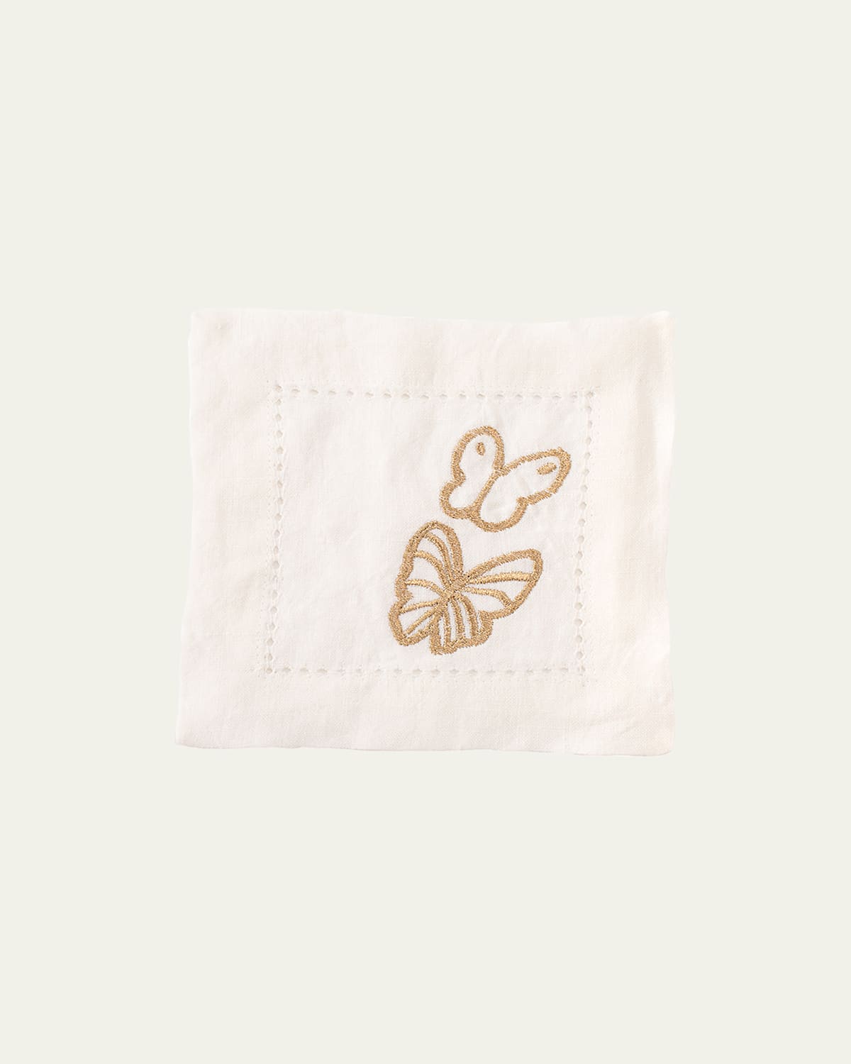 Hunt Slonem Painted Butterfly Embroidered Linen Cocktail Napkins, Set Of 6 In Multi