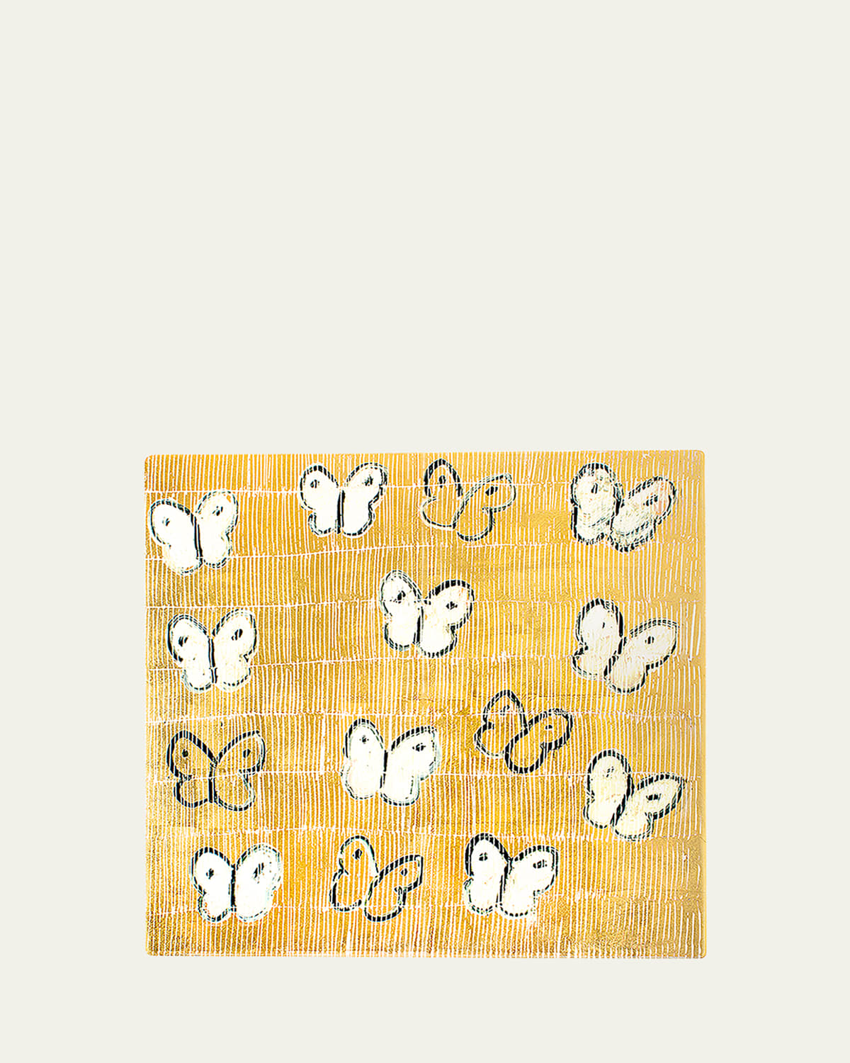 Hunt Slonem White Ascension Gold Leaf and Lacquer Placemat - 14.5"Sq