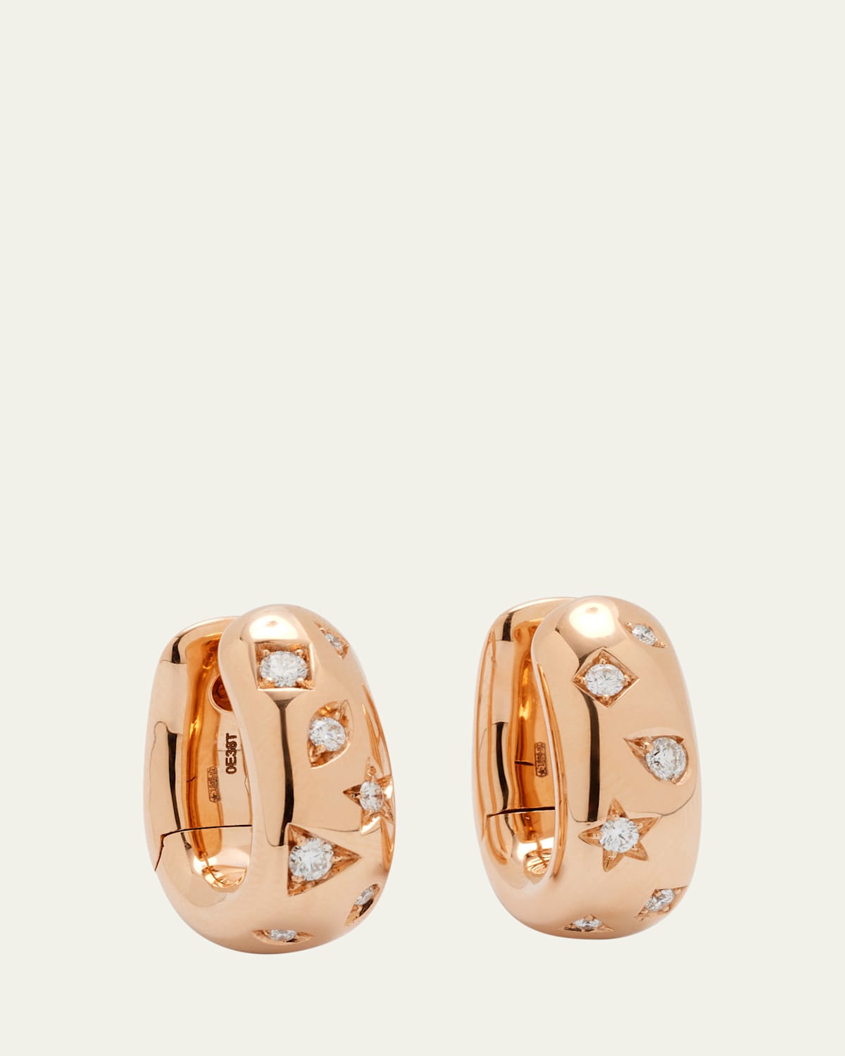 18K Rose Gold Iconica Snap Hoop Earrings with Diamonds