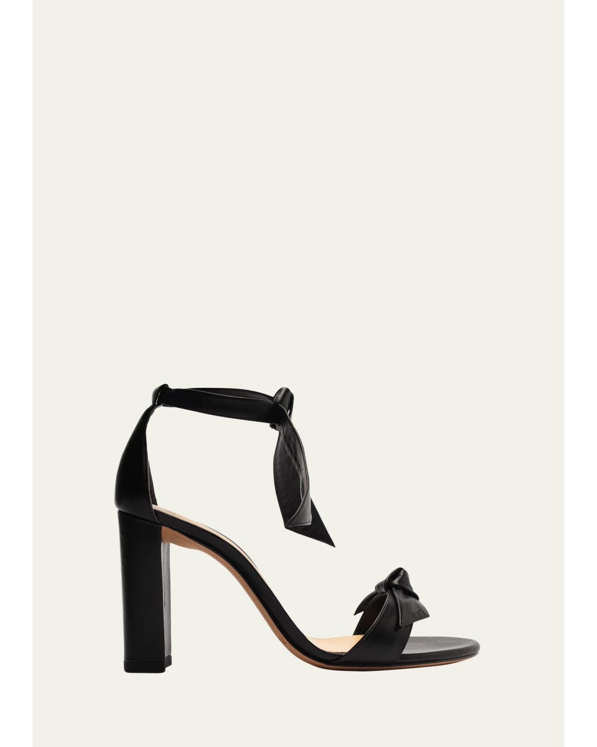 Clarita Leather Bow Ankle-Strap Sandals