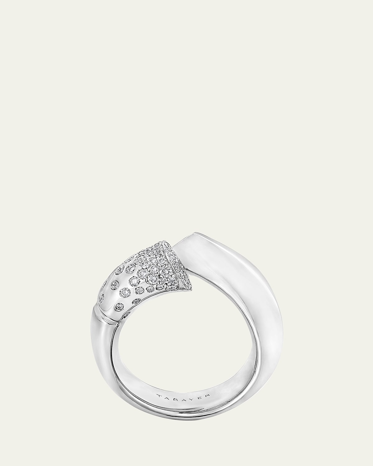 18k Fairmined White Gold Large Oera Ring with Diamonds, Size 54