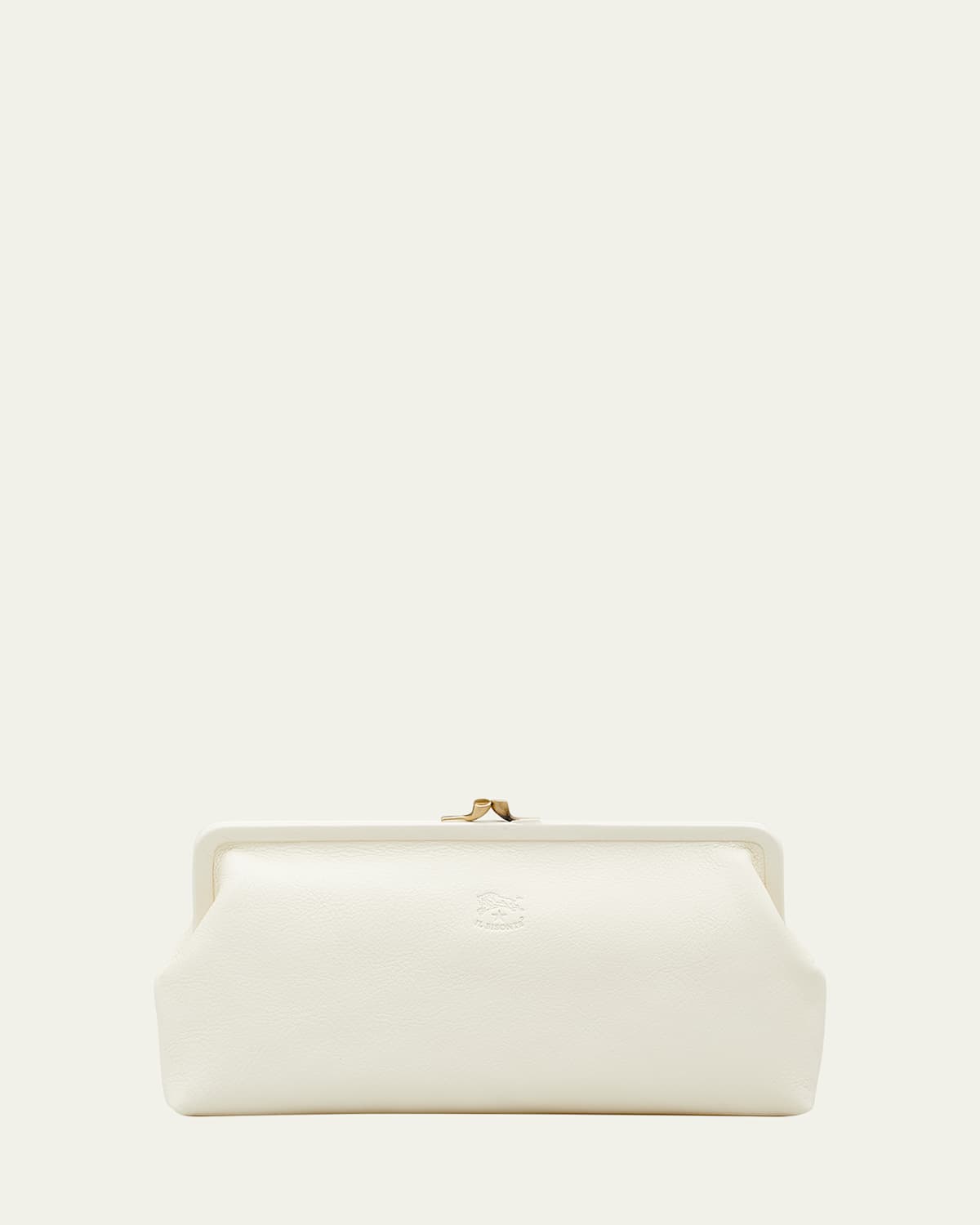 Il Bisonte Classic Vaccjetta Leather Clutch Bag In White