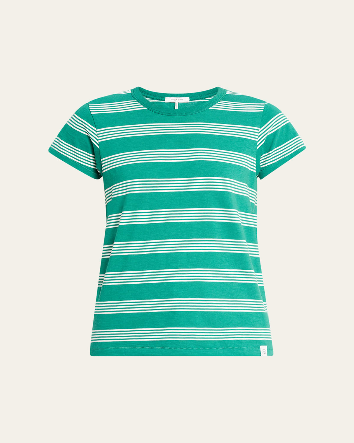 Rag & Bone The Striped Baby Tee In Greenmult