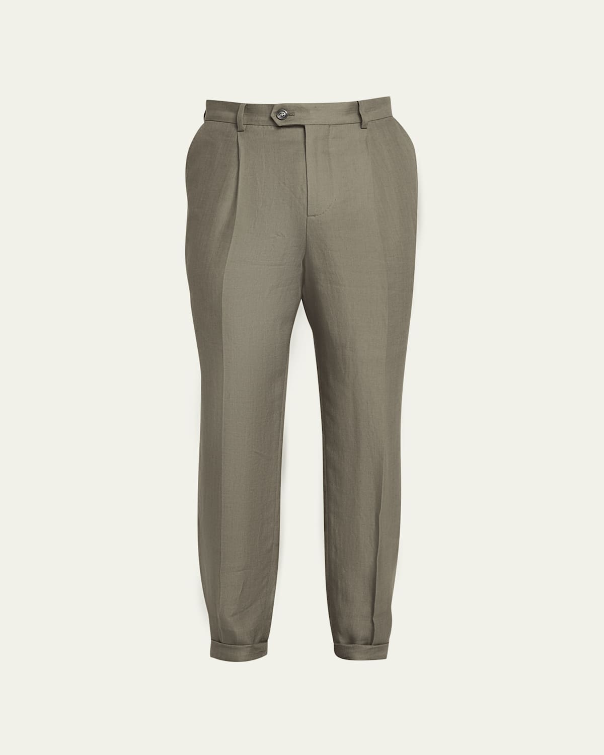 Brunello Cucinelli Men's Sage Chevron Linen Pants In Sage Green