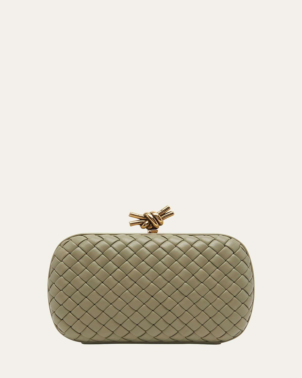 Bottega Veneta Knot Leather Clutch In Travertine