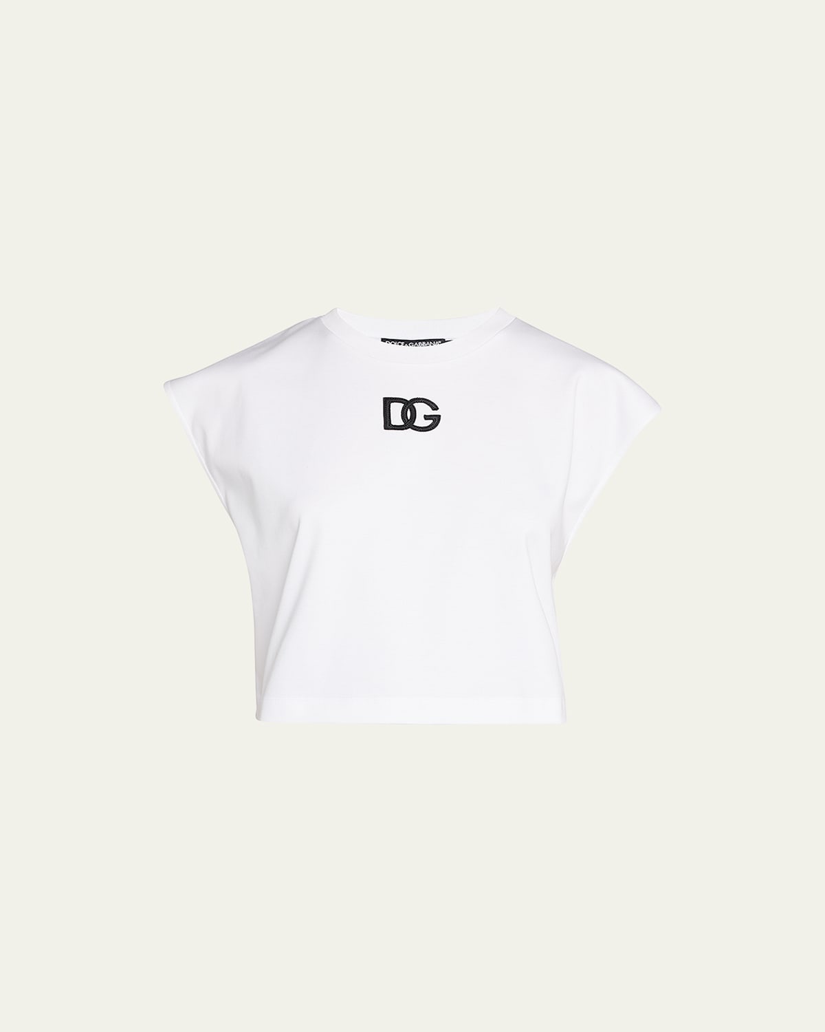Dolce & Gabbana Interlock Jersey Top With Dg Logo Patch In White