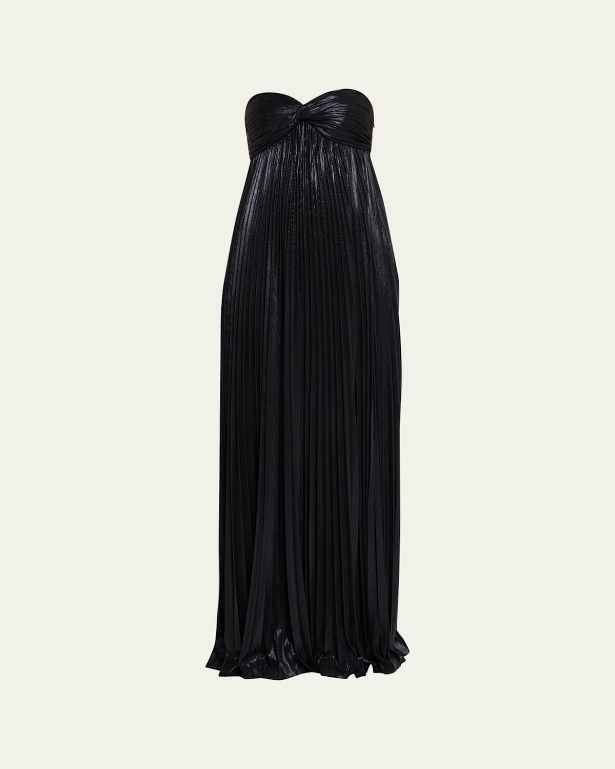 RETROFÉTE ZOA STRAPLESS LAMÉ TWISTED-BODICE GOWN 