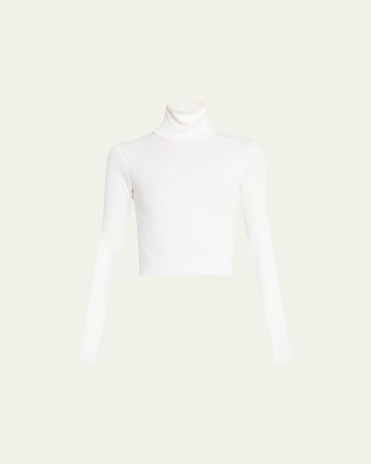 Éterne Cropped Fitted Turtleneck Top In Cream
