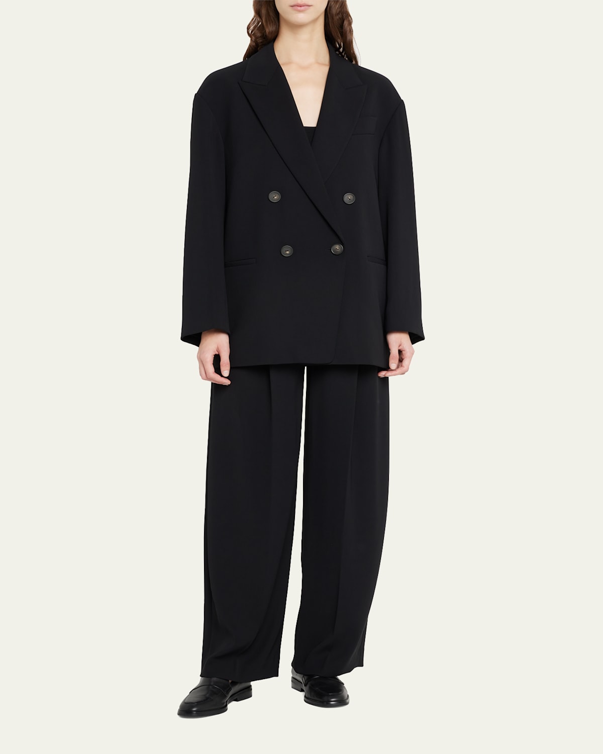 Double-Breasted Crepe Boyfriend Blazer