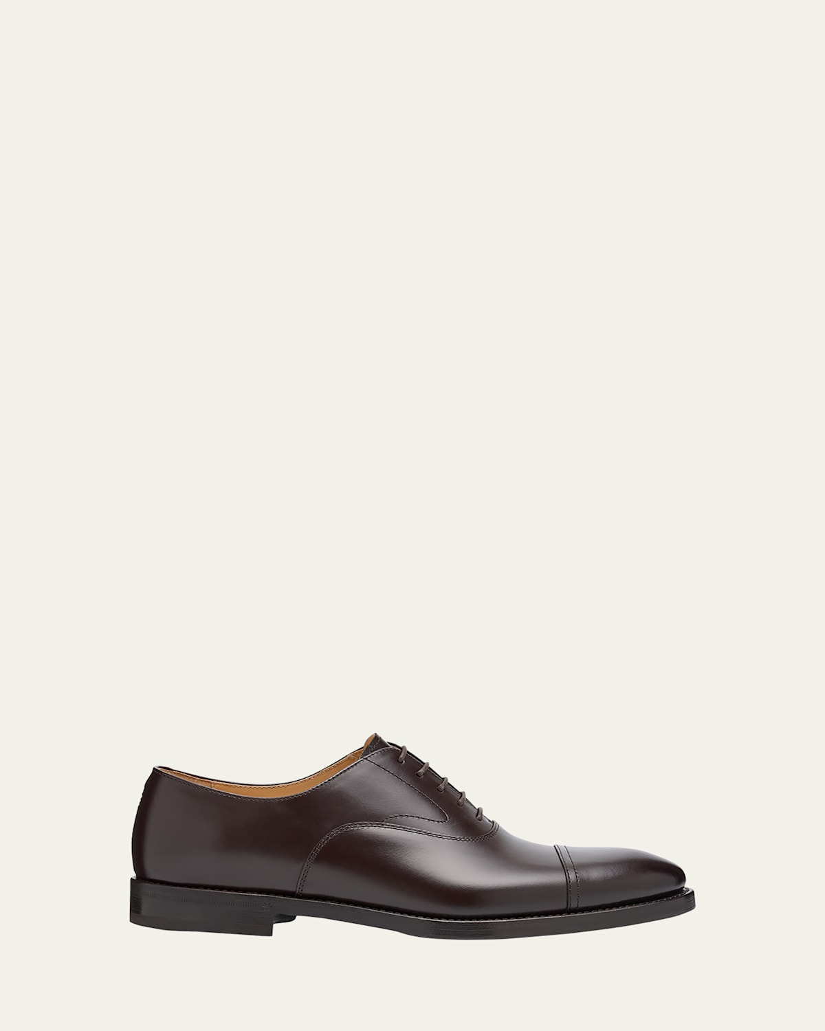 Brunello Cucinelli Men's Calf Leather Cap-toe Oxfords In Dark Brown