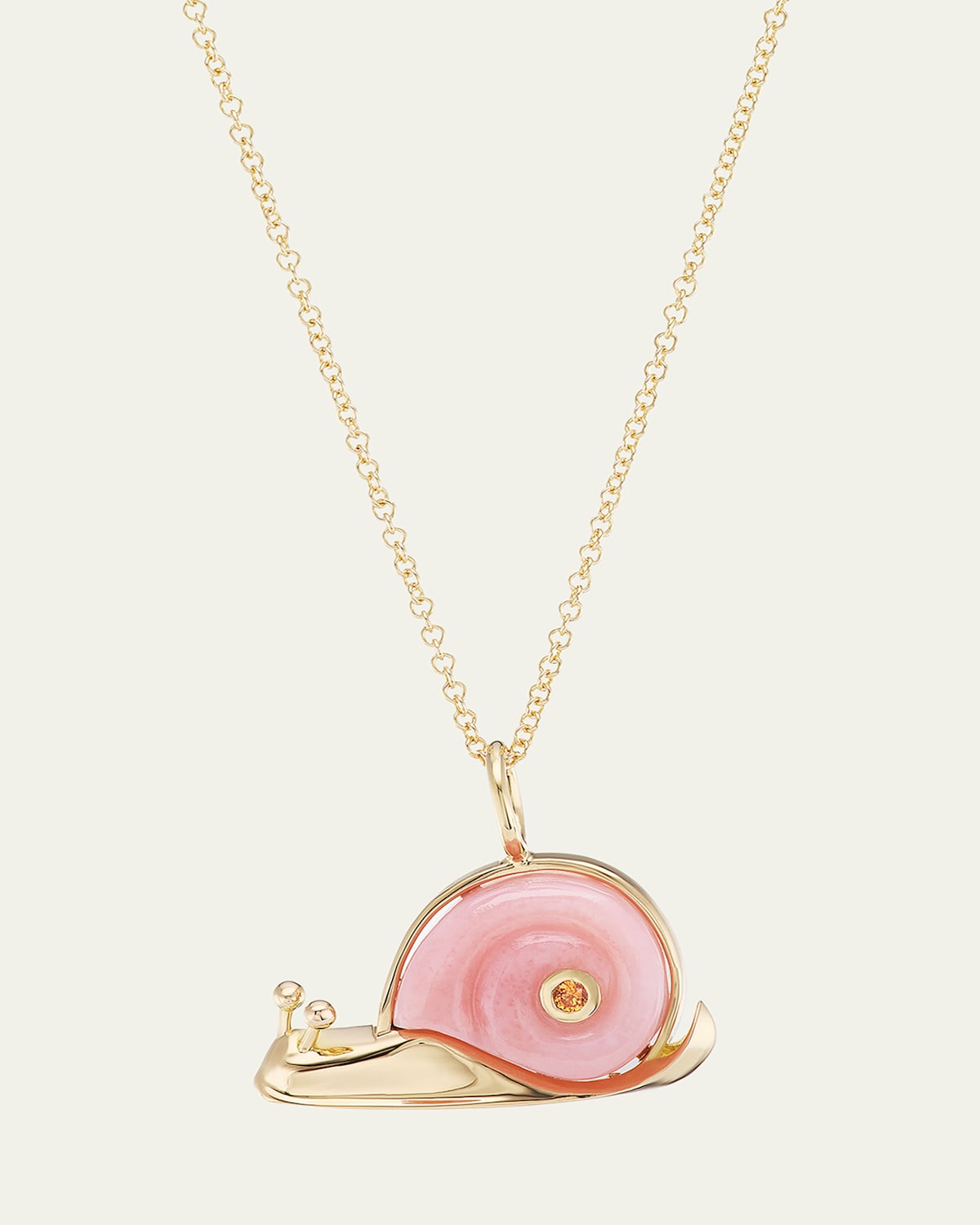 18k Yellow Gold Opal Snail Pendant Necklace
