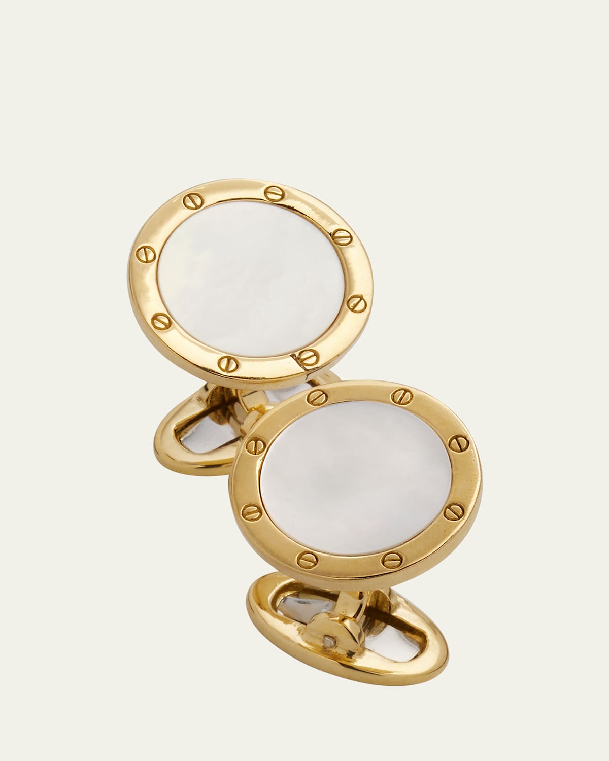Men's 18K Yellow Gold Round Gemstone Cufflinks
