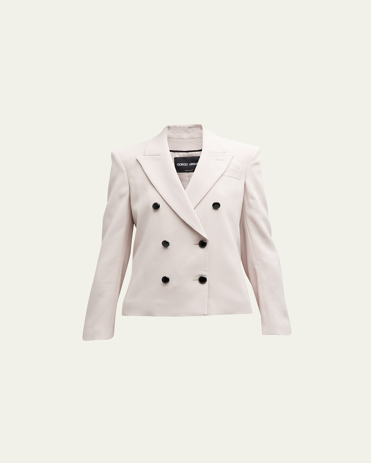 Giorgio Armani Cady Double-breasted Crop Blazer In Solid Medium Beige