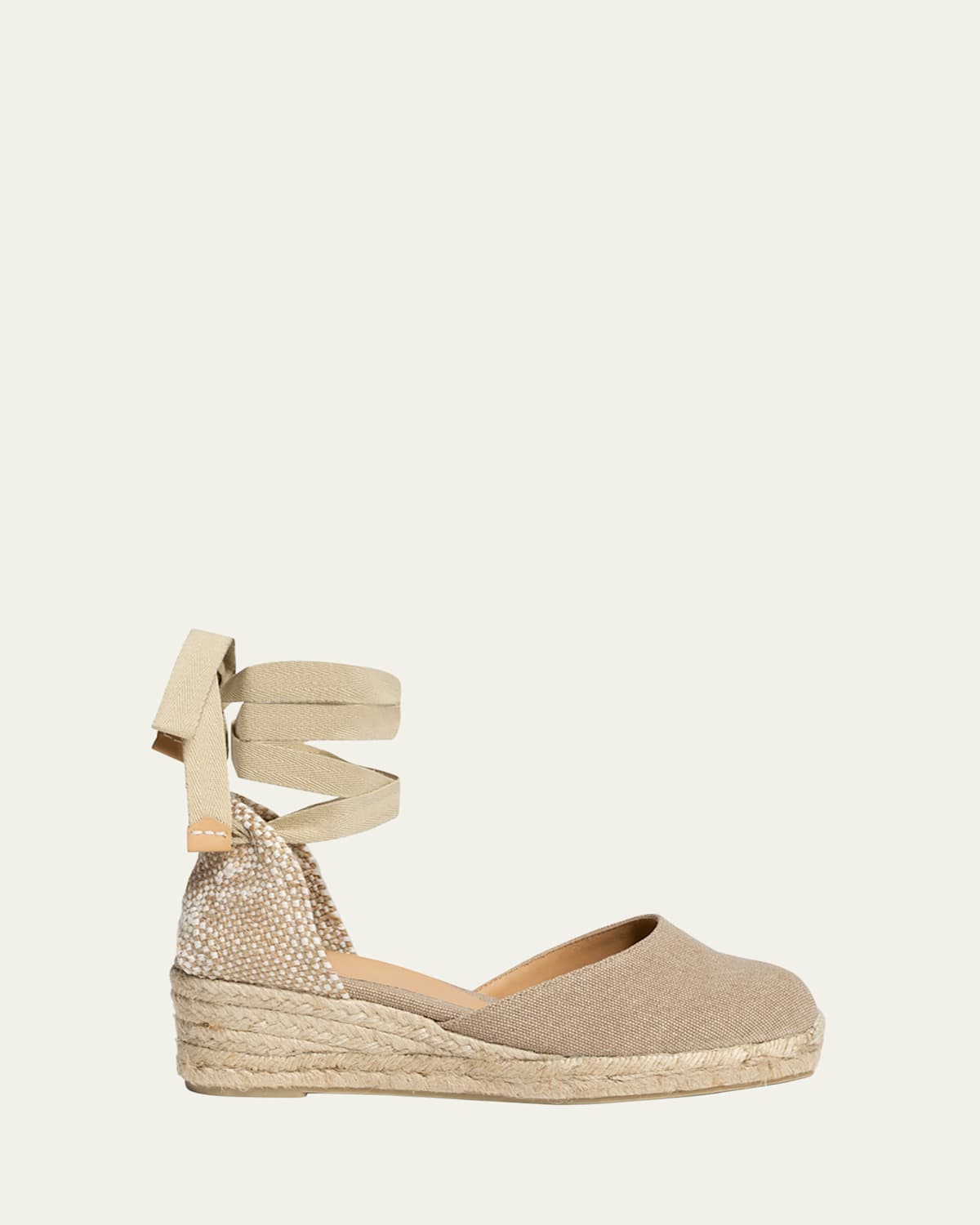 Shop Castaã±er Carina Wrap-around Espadrille Wedges In Sand
