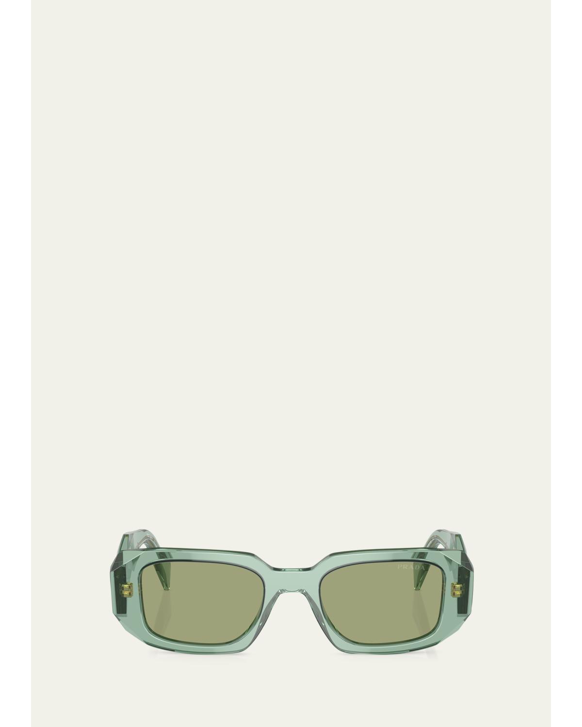 Prada Womens Green Pr A25s Rectangle-frame Acetate Sunglasses In Pattern