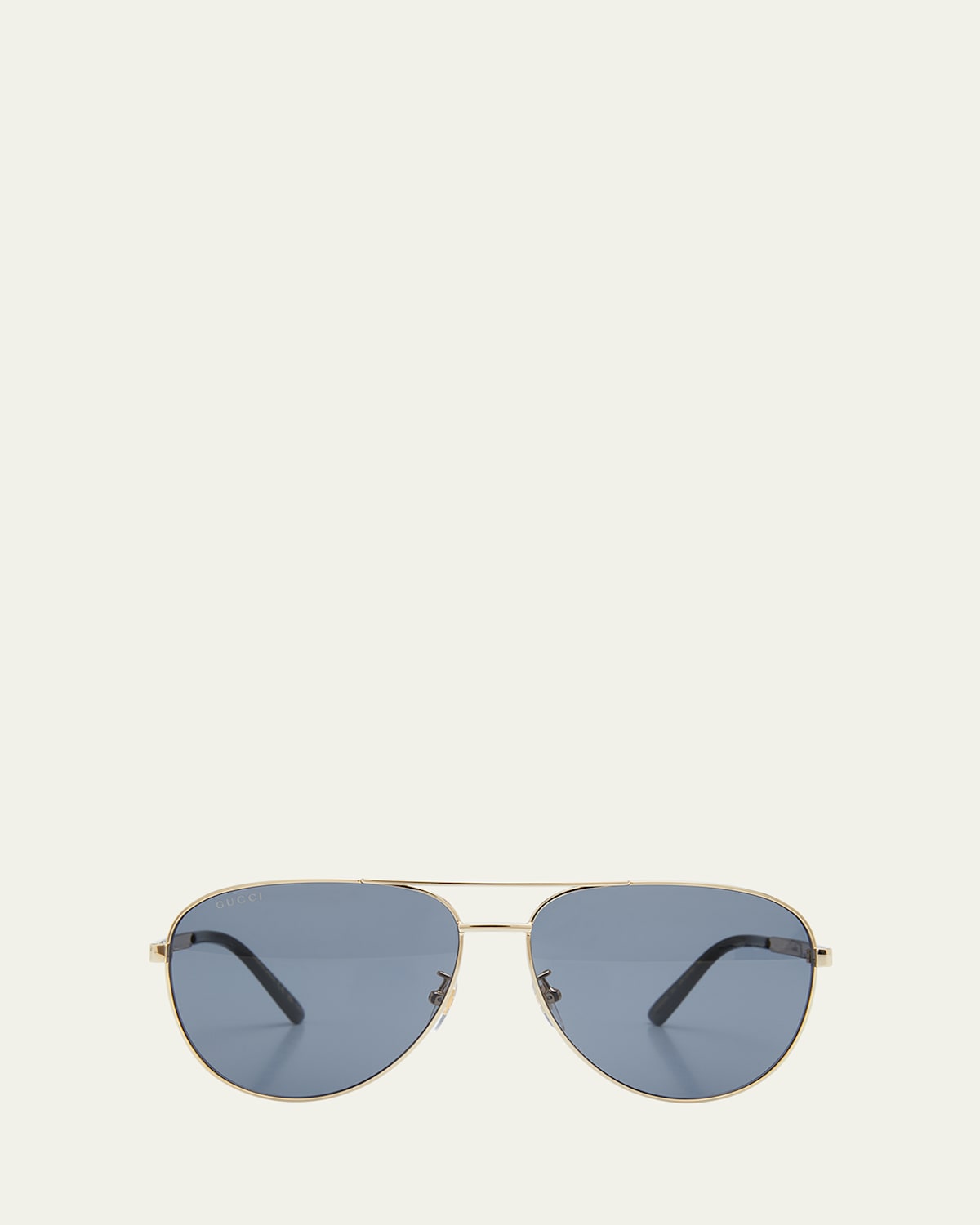 Men's Striped Logo Metal Aviator Sunglasses