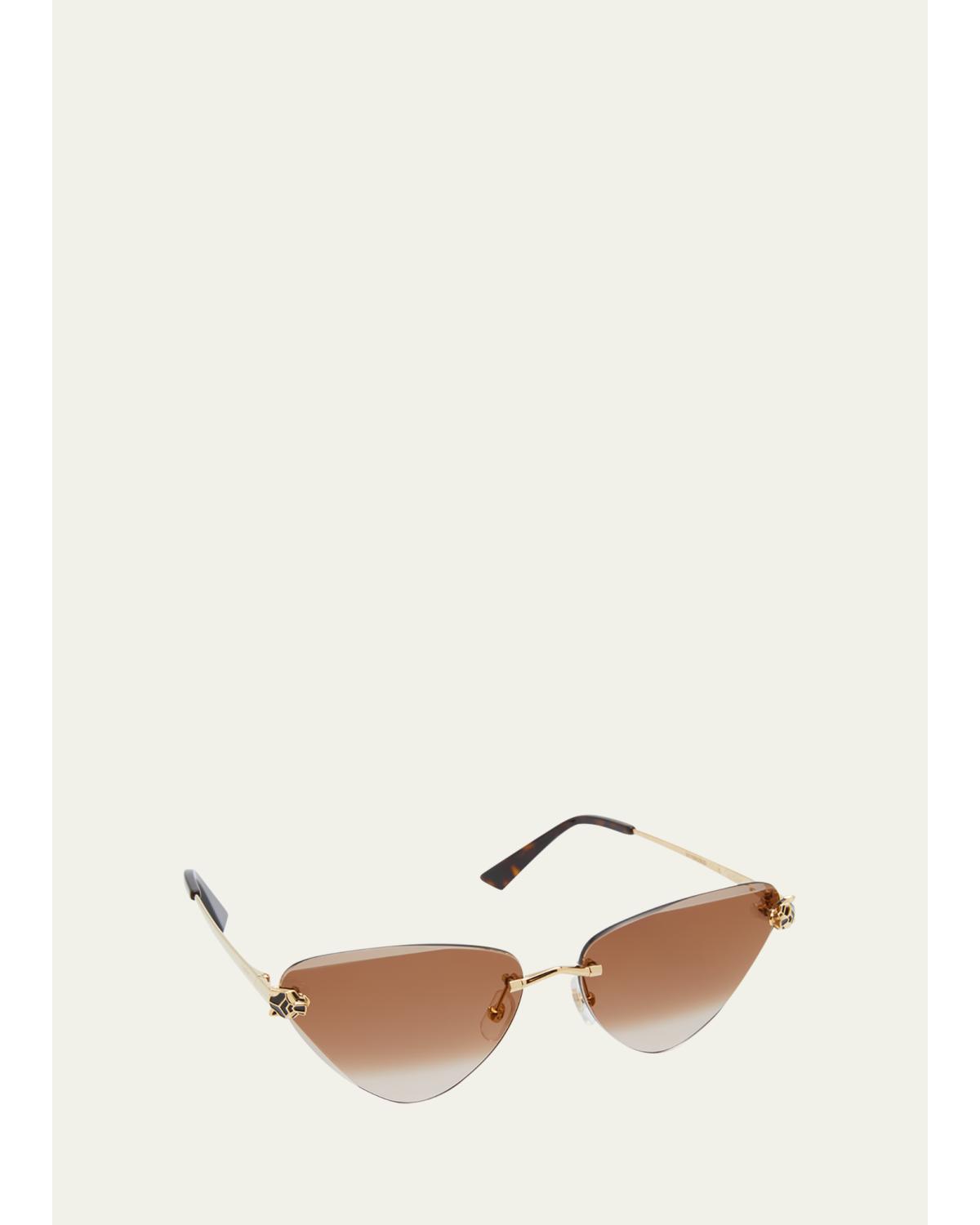 Panthère Rimless Cat-Eye Metal Sunglasses