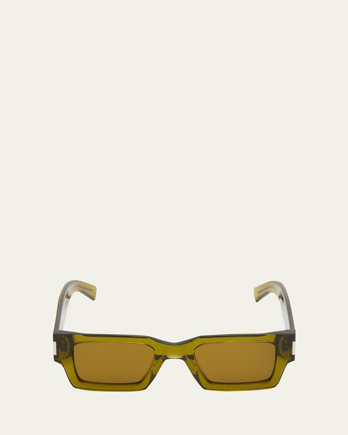Saint Laurent Men's Rectangle Acetate Sunglasses With Logo In Green