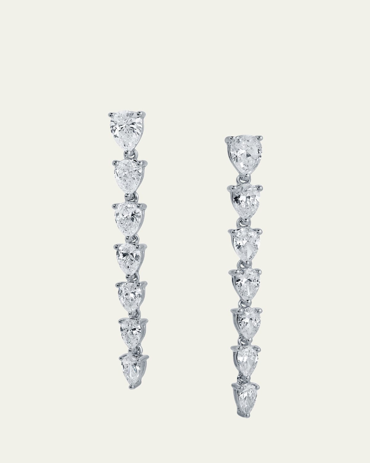 Anita Ko 18K White Gold Sept Graduated Pear Diamond Drop Earrings