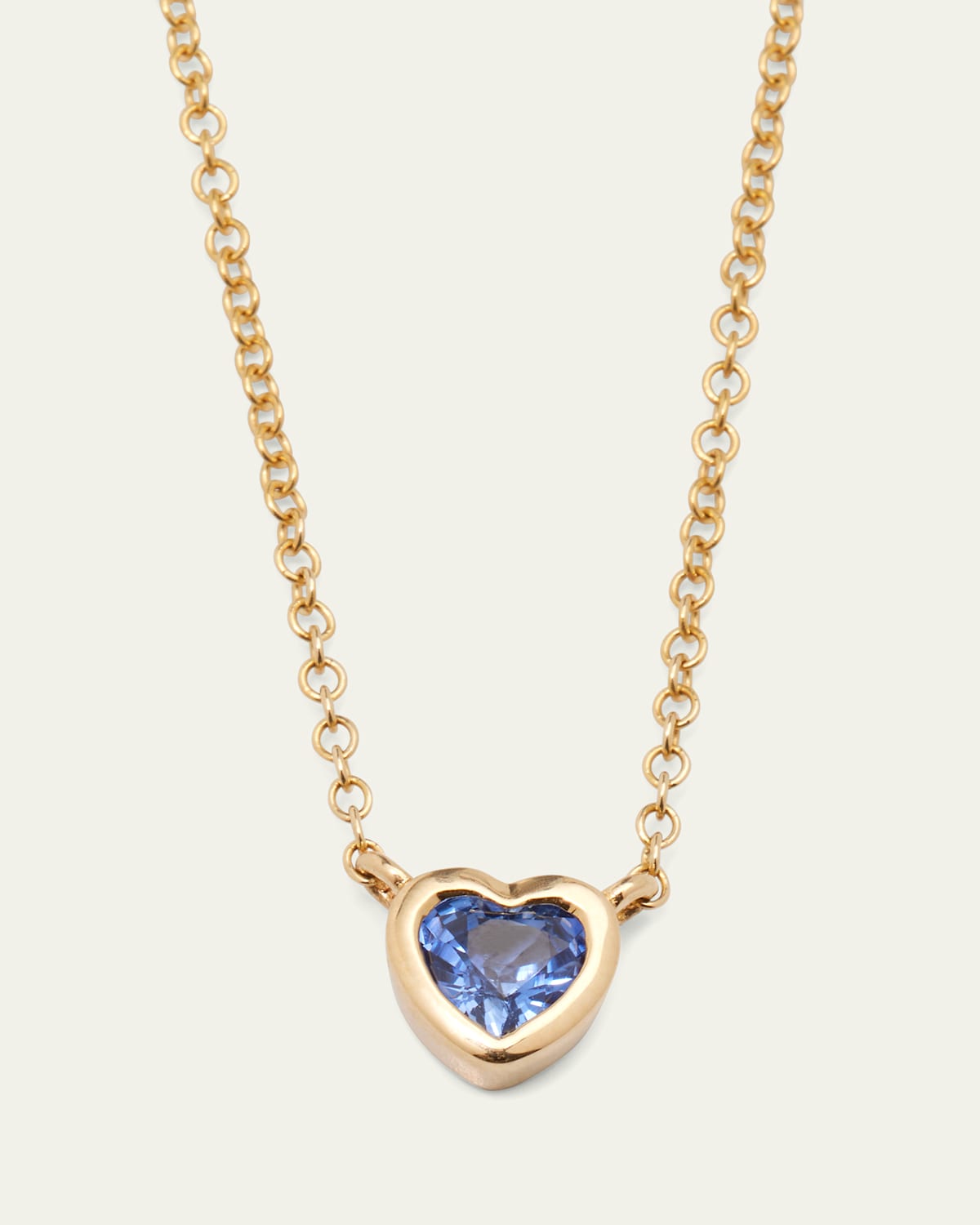 14K Blue Sapphire Heart Necklace