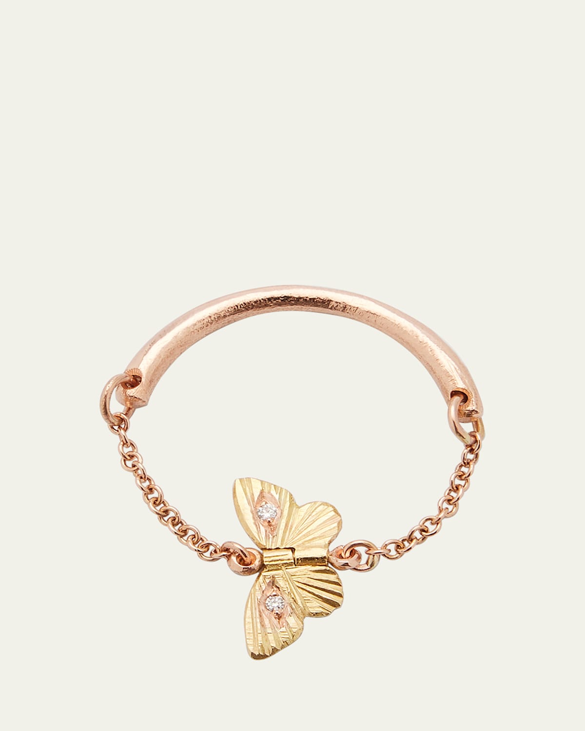 Migration Chain Ring in 18K Gold, 14k Rose Gold and White Diamonds
