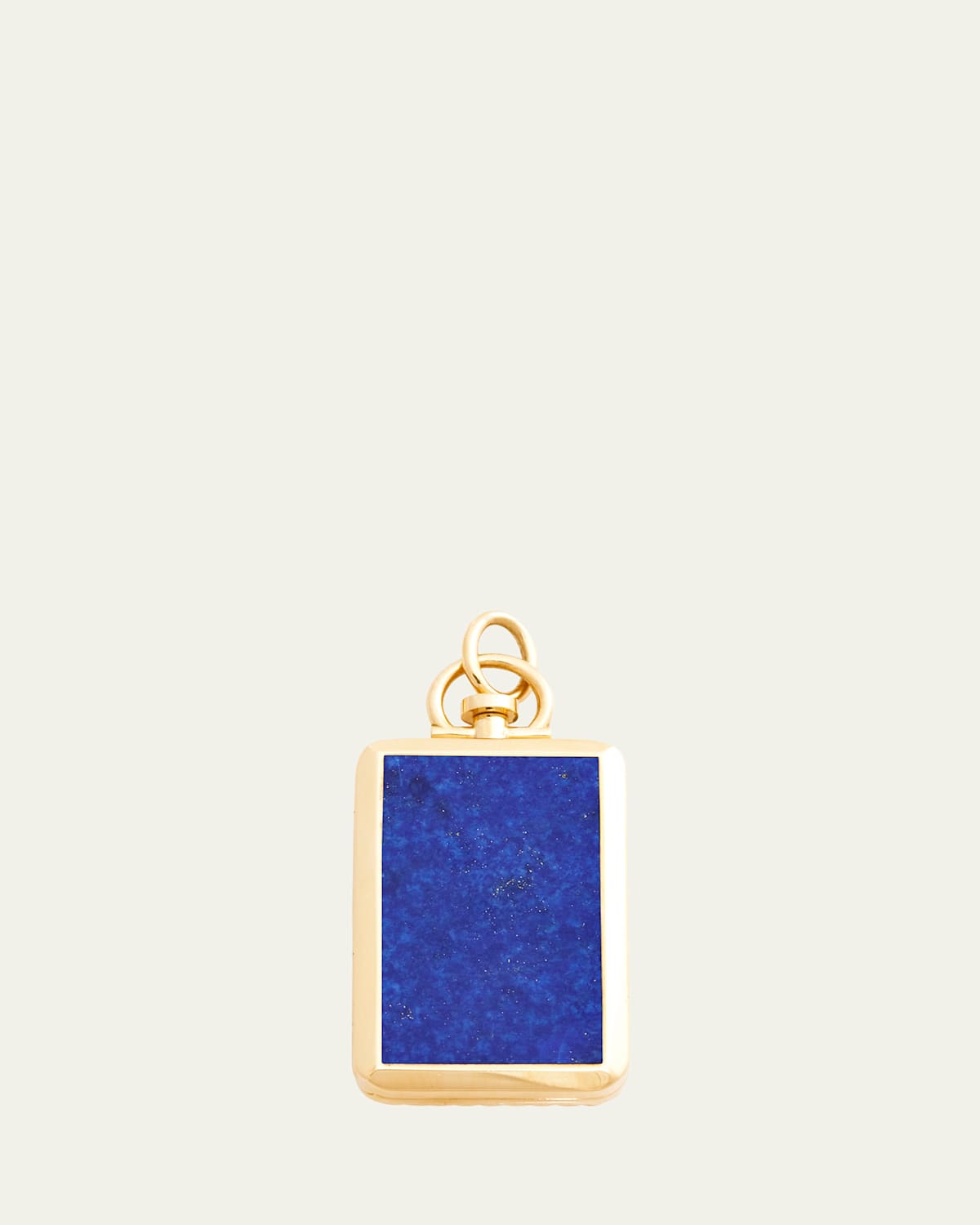 18K Rectangle Lapis Lazuli Barre Photo Locket Pendant