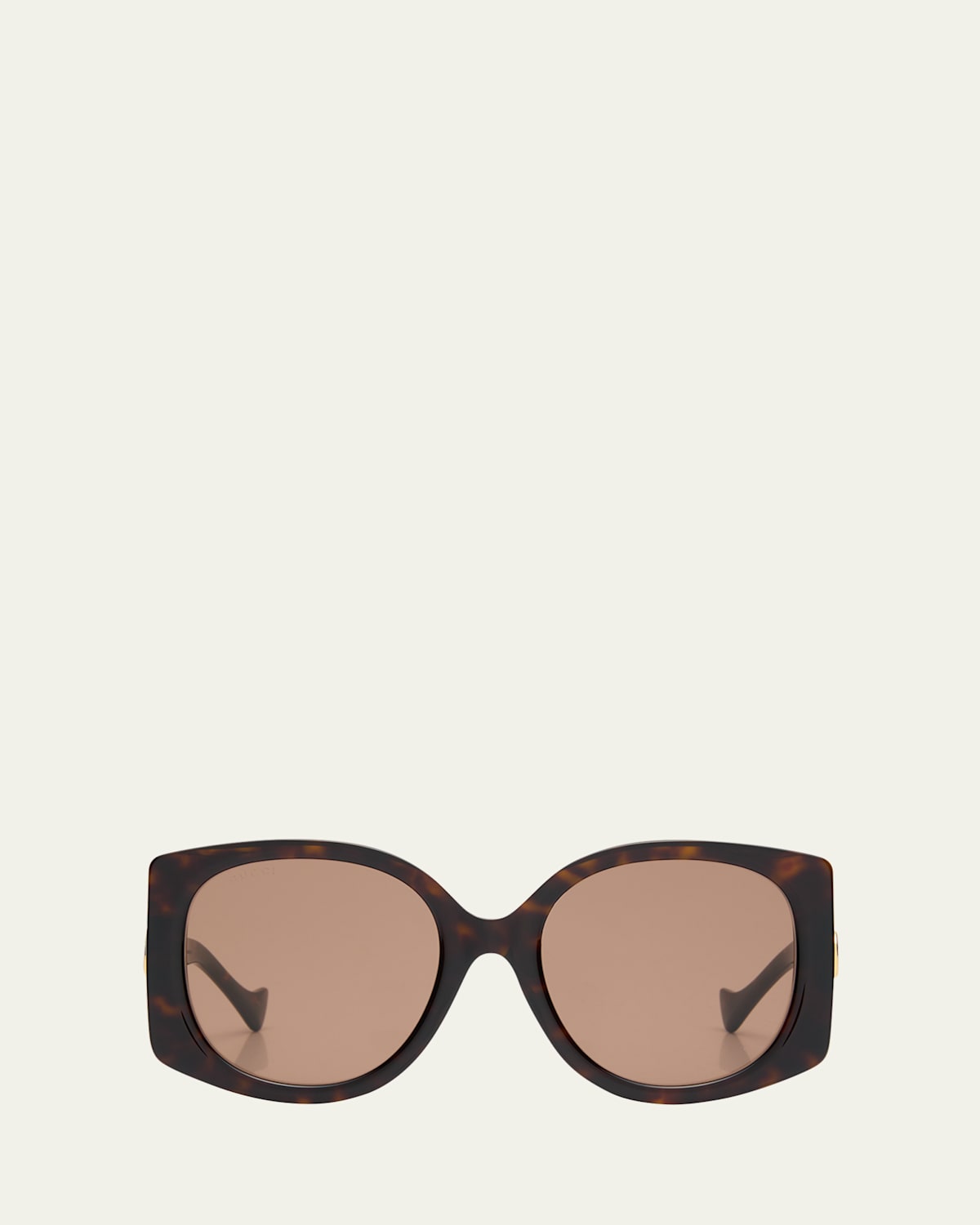 Gucci Raised Interlocking Gg Acetate Butterfly Sunglasses In Havana