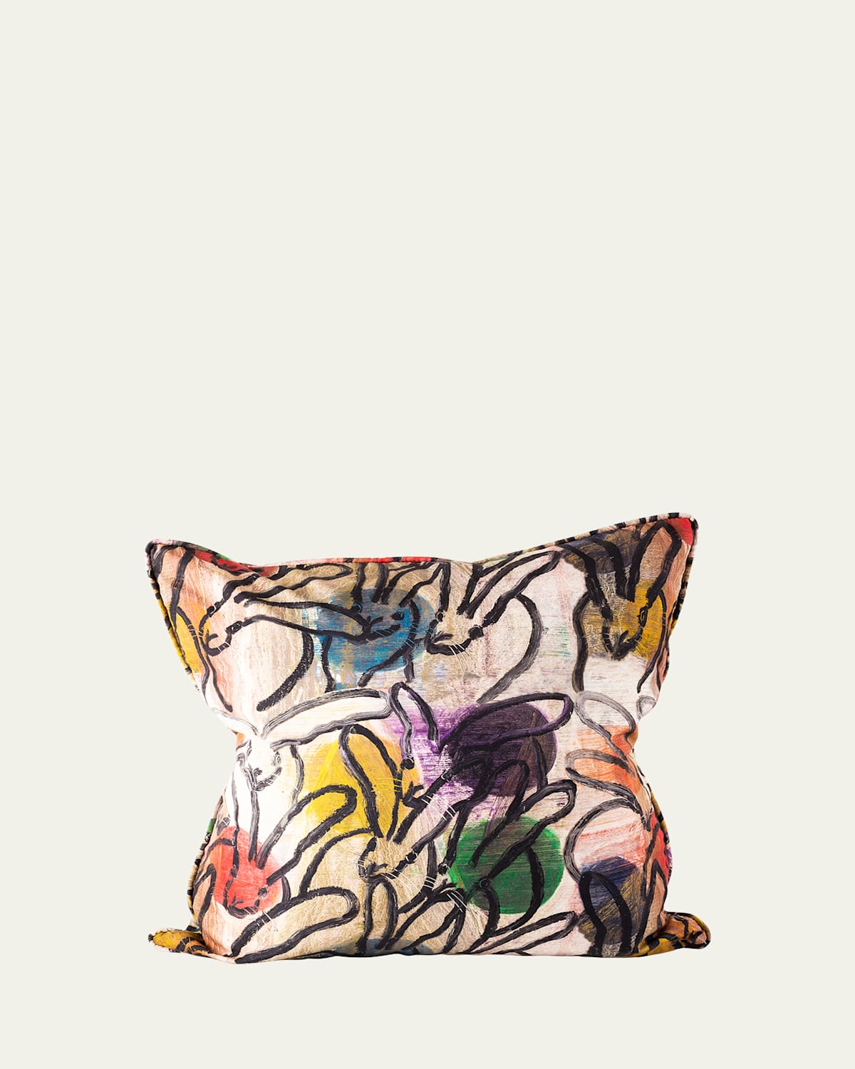 Hunt Slonem Bunnies & Orbs Decorative Pillow In Multi