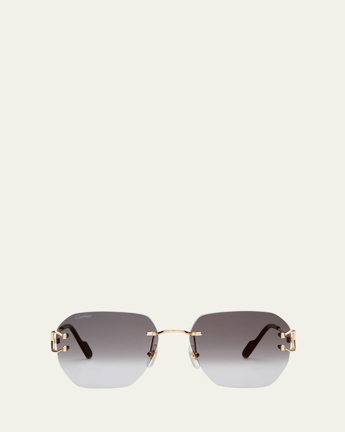 Cartier Rimless Square Metal Sunglasses In Smooth Golden Finish