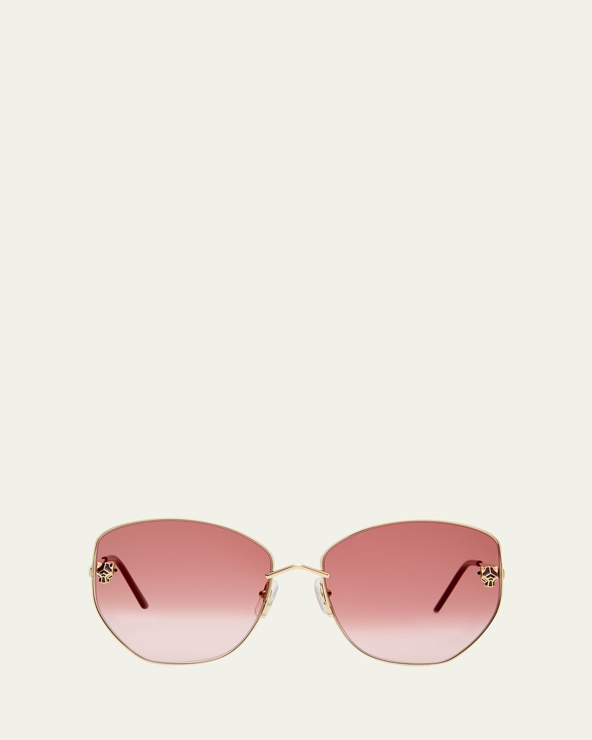 Cartier Gradient Panther Metal Butterfly Sunglasses In Smooth Golden Finish