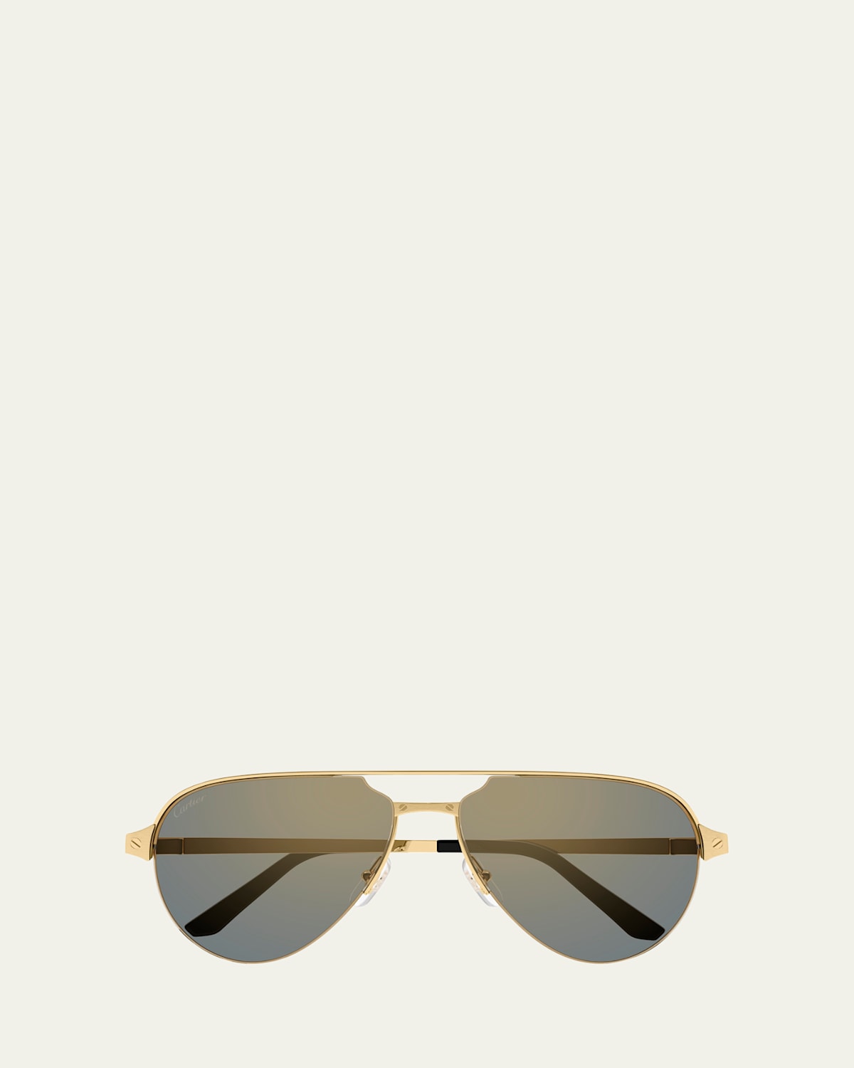Men's Half-Rim Metal Aviator Sunglasses with Logo